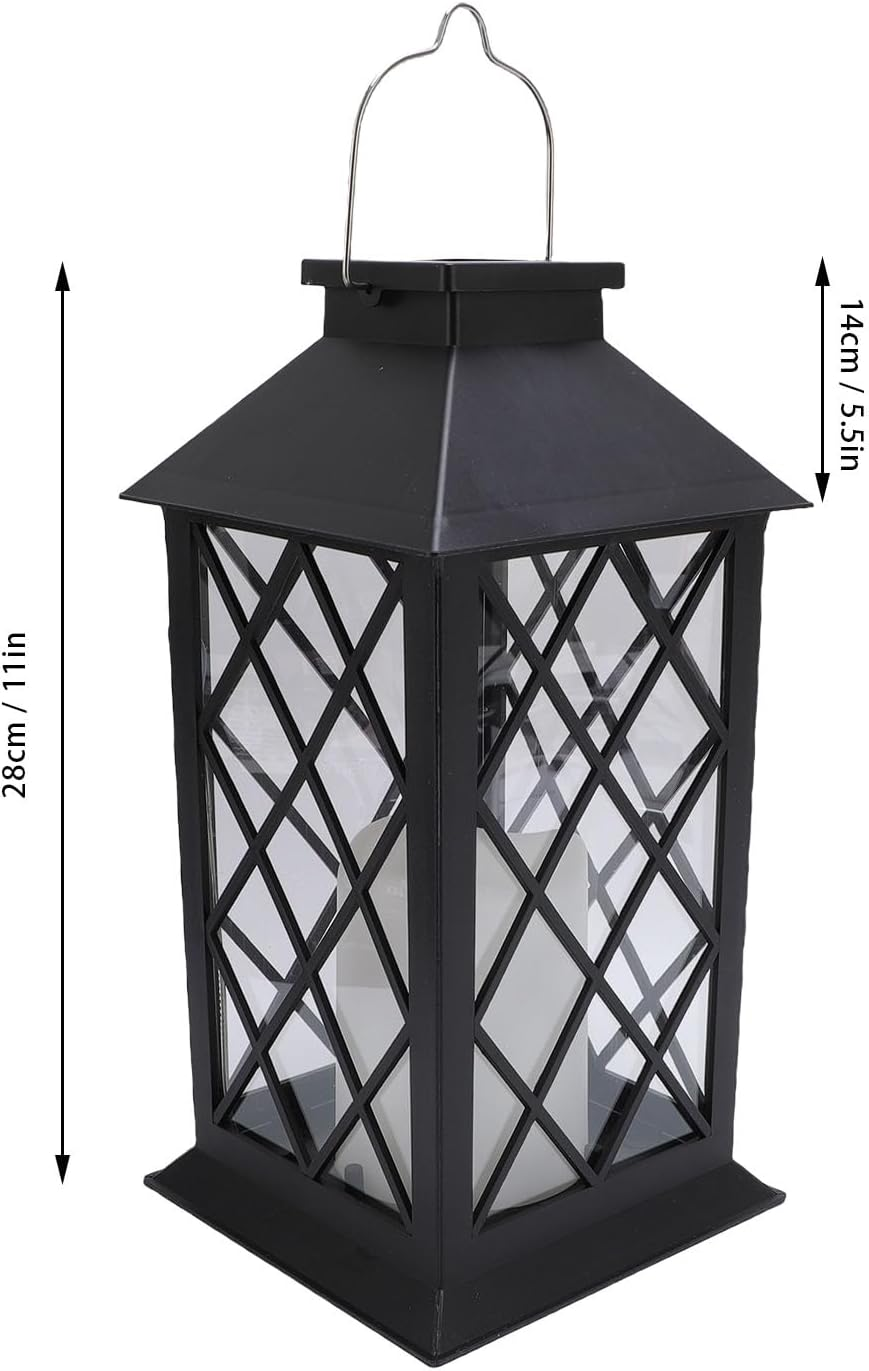 Viagasafamido Solar Yard Lantern Outdoor Garden Lantern Hanging with Built -In Solar Panel LED Flickering Flameless Candle for Terrace Pathway Tabletop Decorative Decorative image number 3