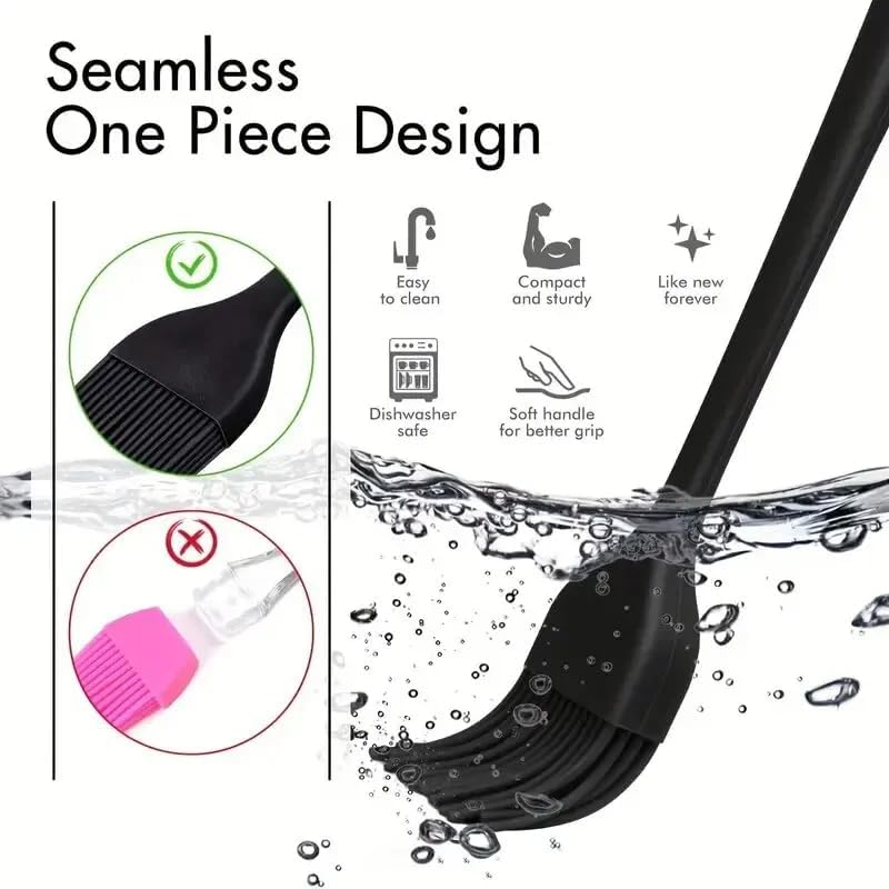 Silicone Brush Basting Brushes Barbecue Home DIY Kitchen Safety Baking Tool Pastry Cookie Kitchen Cook Brush with Handle Spread Oil Butter Sauce Marinades 1 Pcs image number 1