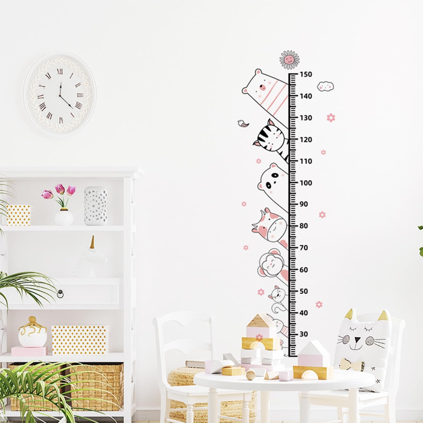 Kids Height Chart Wall Stickers,Baby Growth Height Wall Decal Removable DIY Height Measure Mural Decor for Girls Boys Toddler Nursery Kindergarten Playroom Bedroom Decoration Art (E) image number 1