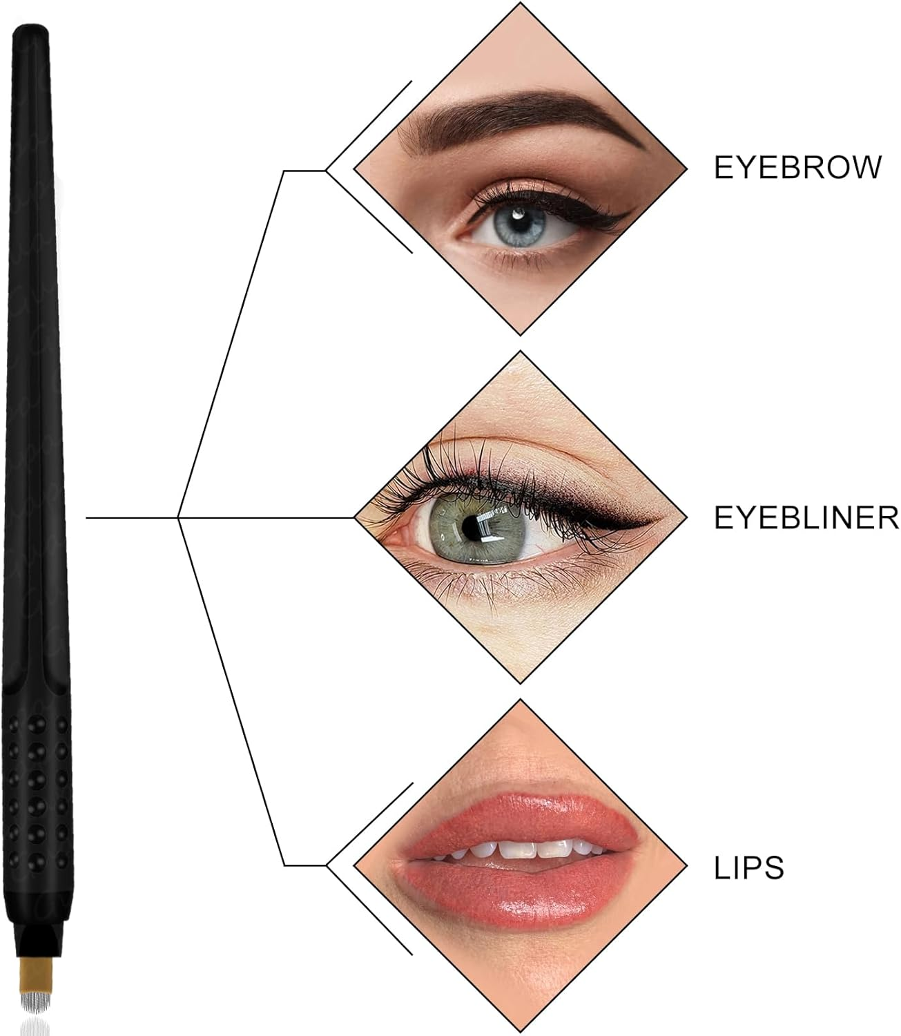 Pack of 10 Disposable Microblading Pens for Eyebrows, Eyeliner and Lips. Semi-Permanent Tattoo Tool with Comfortable Grip, Suitable for Beginners (10PCS 0.18Mm 18U) image number 3