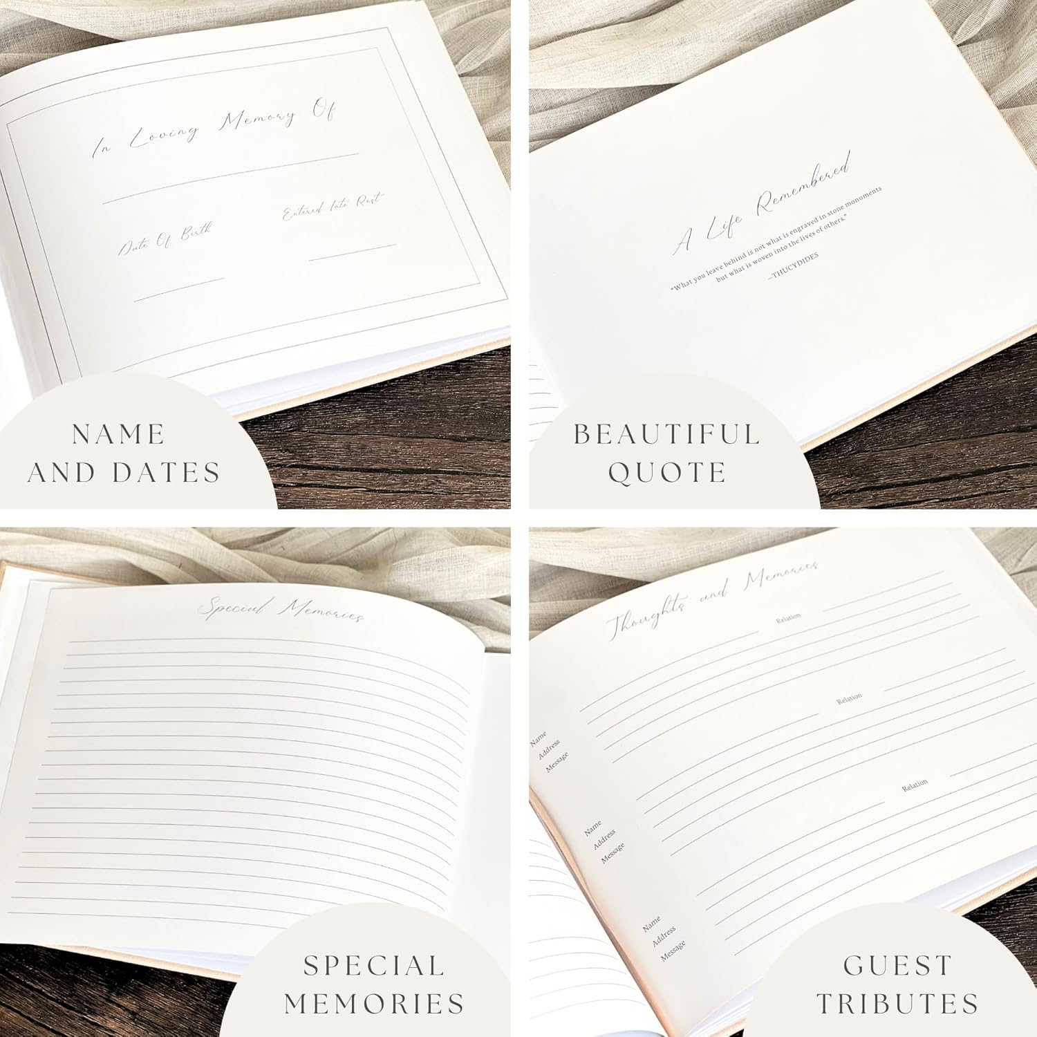 Funeral Guest Book for 2025 Celebration of Life Memorial Service - Leather Memory Book for Funeral Guests to Sign in with Condolence Memory Table Sign & Back Pocket - Blue Guestbook image number 5