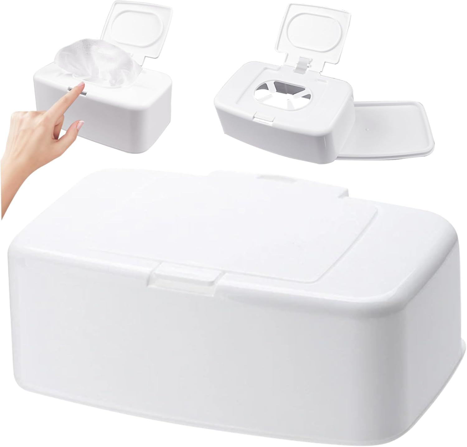 Baby Wipes Dispenser Refillable Wipe Holder One-Hand Operation Wipes Container Sealed Wet Dispenser Box for Bathroom Keeps Wet Tissue Fresh Baby image number 1