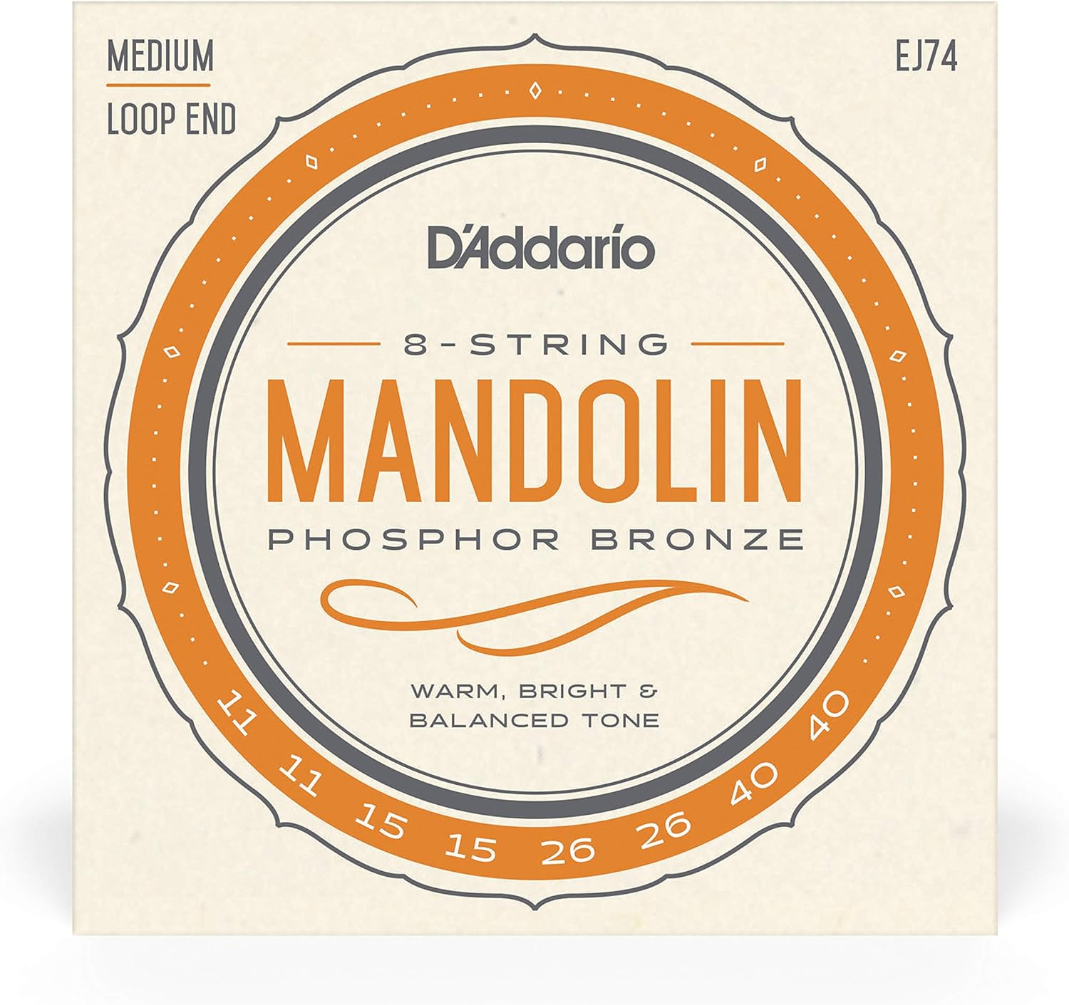 D'Addario EJ74 Phosphor Bronze Mandolin Strings, Medium, 11-40 image number 2