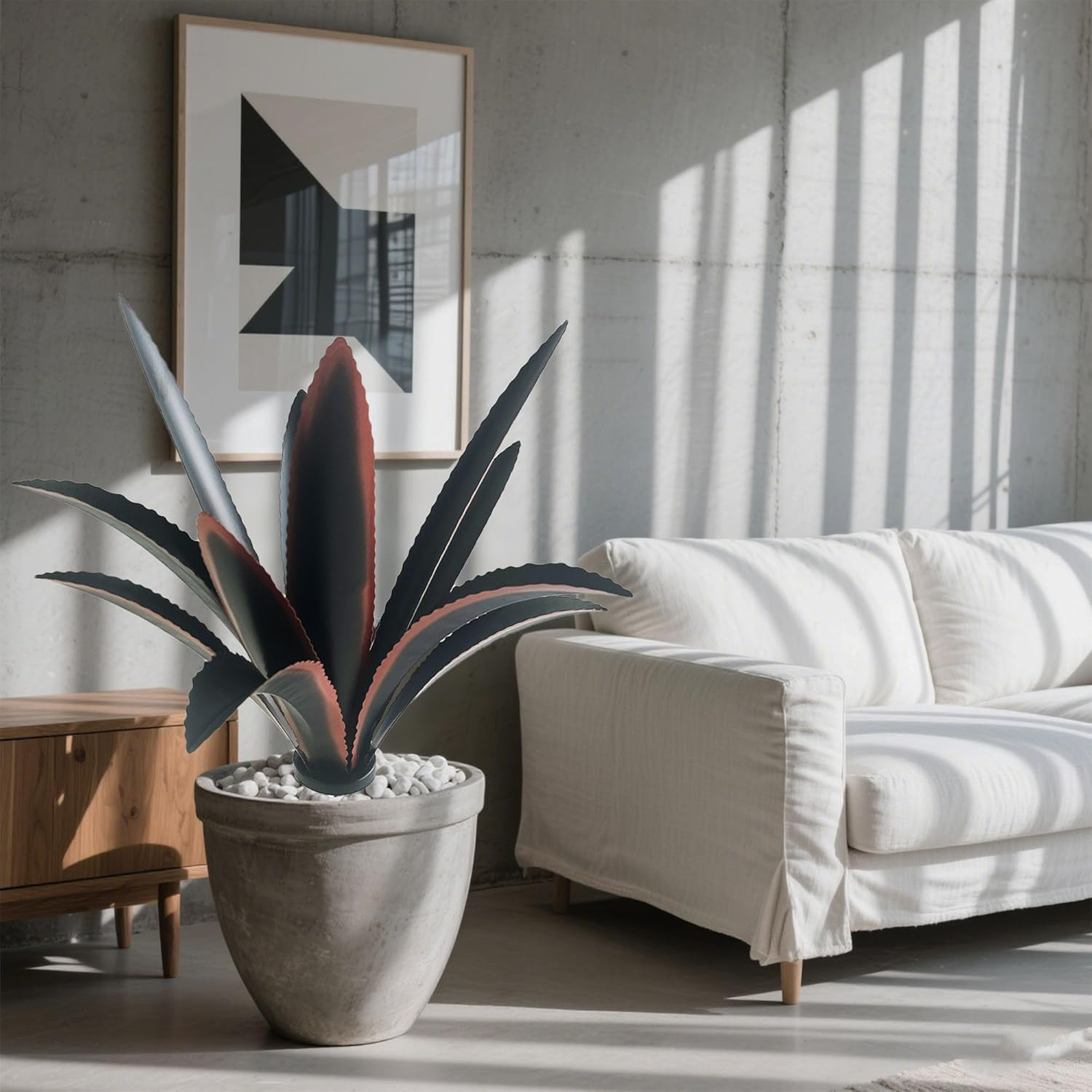 DIY Metal Agave Plant Art Yard Tequila Art Sculpture, Tequila Rustic Garden Sculpture Statue Outdoor Decor,Agave Metal Plants for Yard, Garden Lawn Ornaments (12 Leaves -Blue)