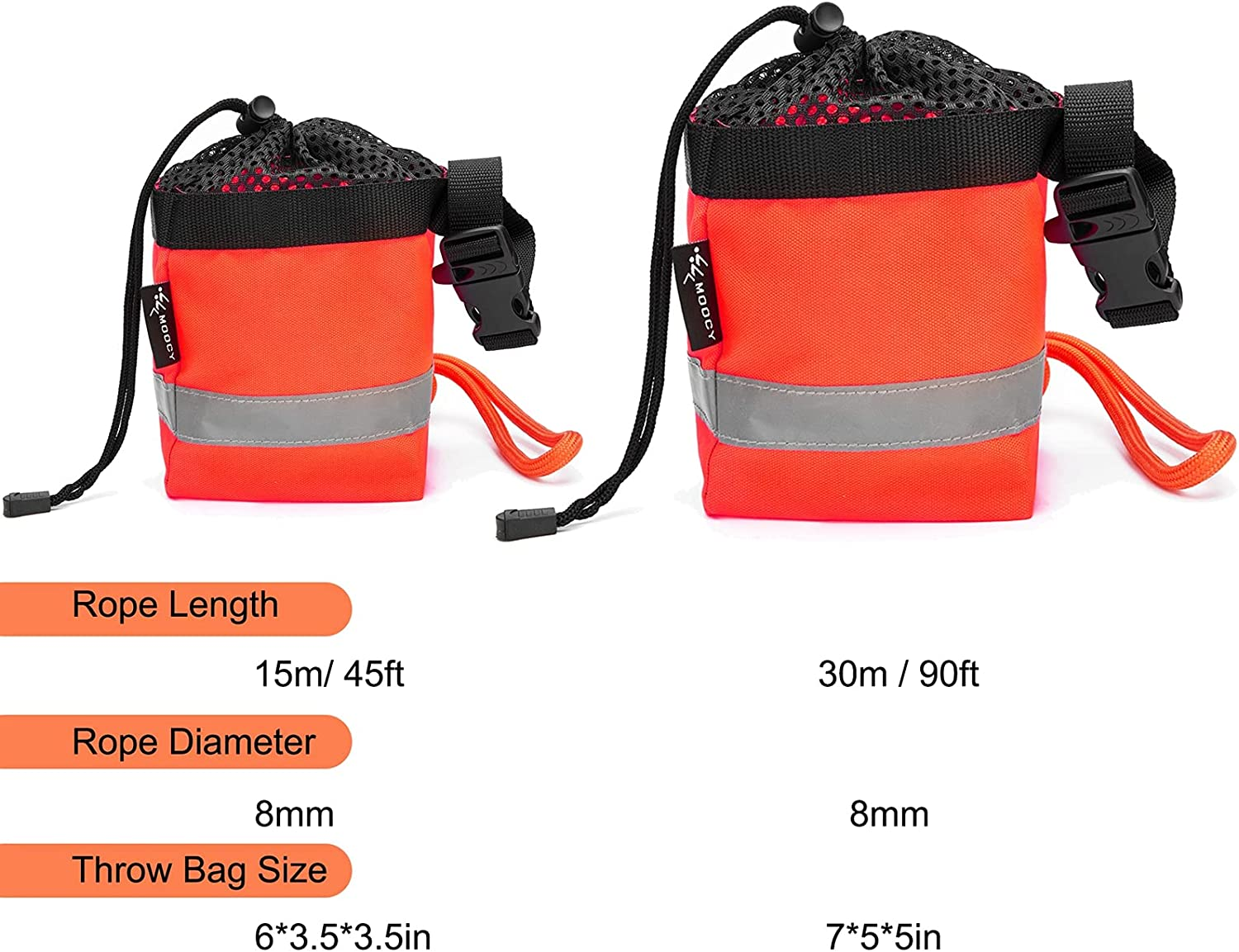 MOPHOEXII Water Rescue Throw Rope Bag with 50/100 Feet of 5/16" Floating Life Line and Integrated Whistle Clip for Kayaking, Boating and Rafting, High Visibility Safety Boating Equipment image number 2