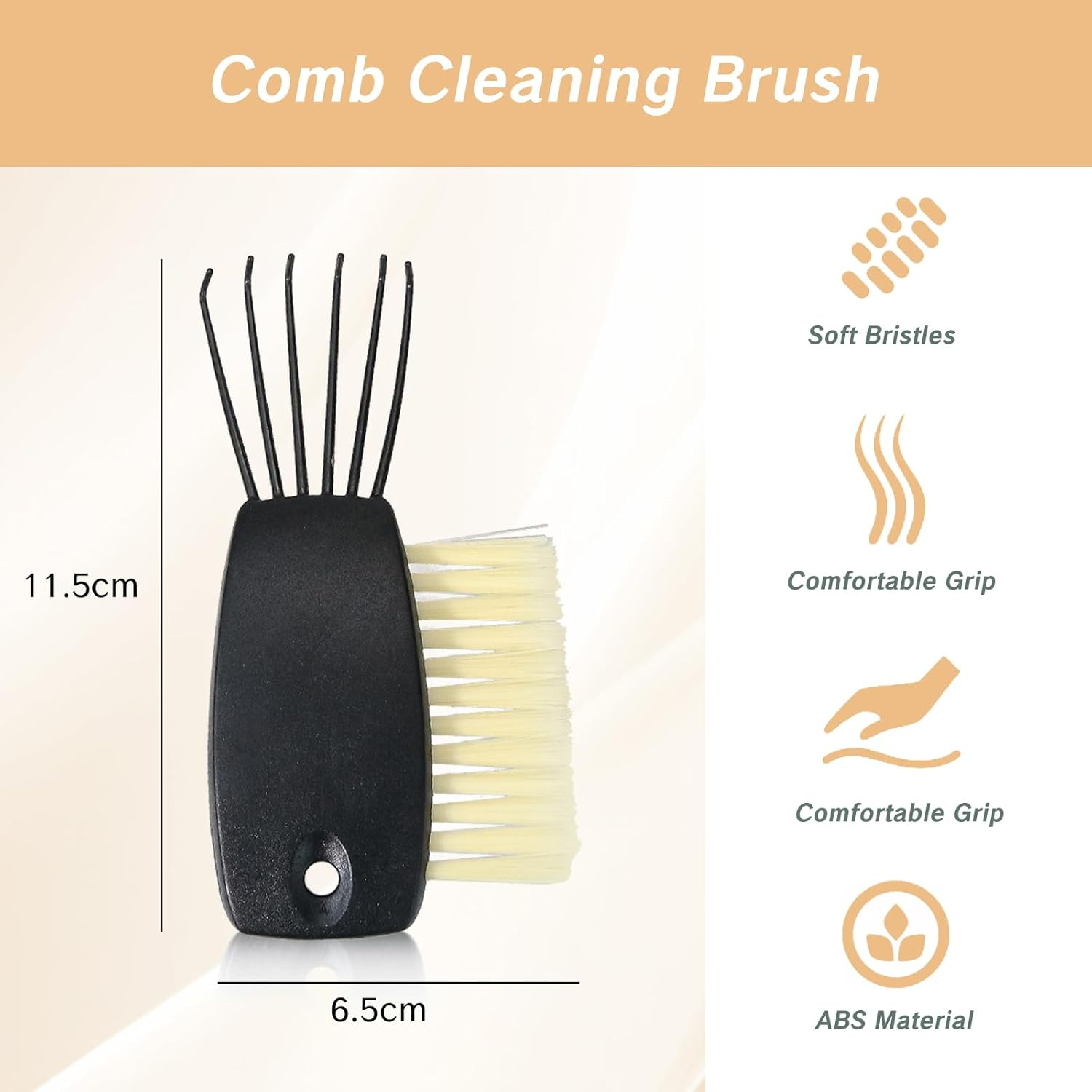 YAFIYGI 1 PCS Hairbrush Cleaner Tool Black Hair Brush Cleaners Quick Cleaning Machine plus Comb and Rake Easy to Clean Small Hair Brush for Thin and Thick Hair Home and Salon Use image number 3