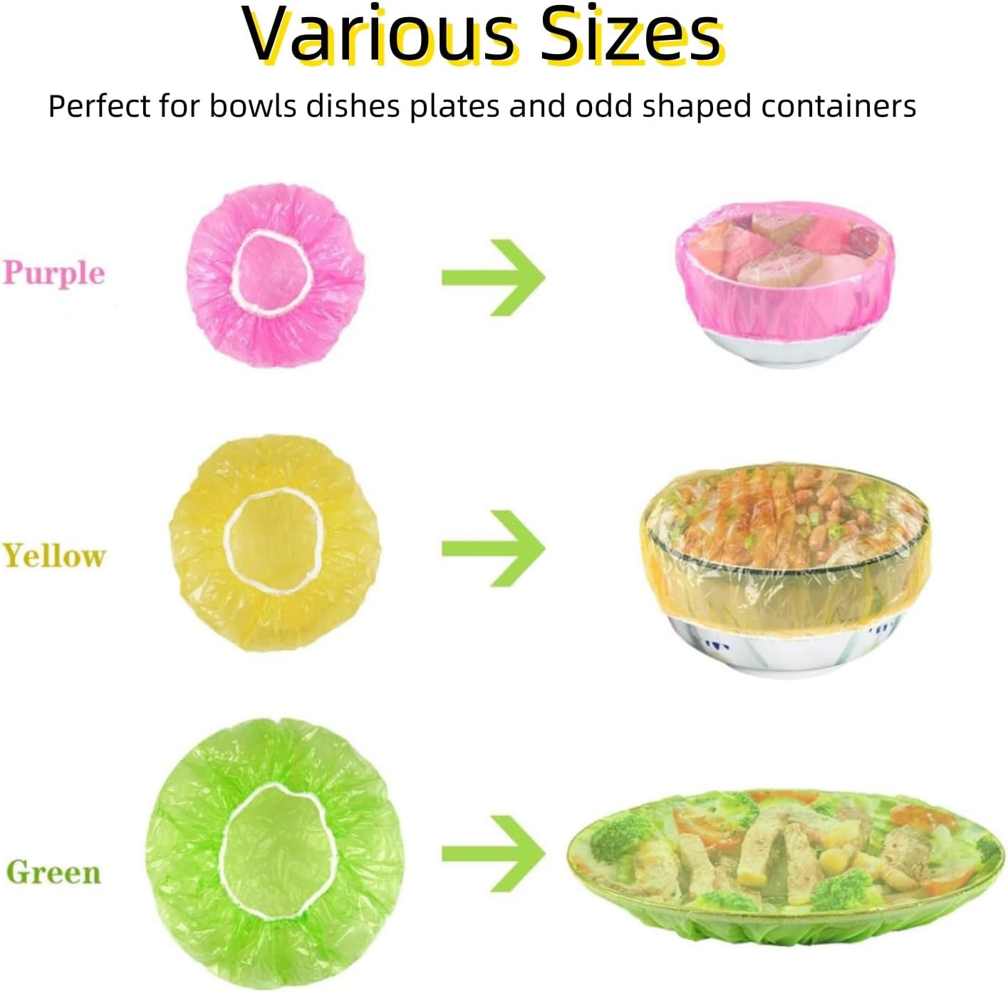 60 Pcs Reusable Food Covers, Clear Elastic Food Storage Covers Fresh Keeping Bags Bowl Dish Plate Wraps for Home Kitchen Restaurant Picnic（3 Sizes） image number 2