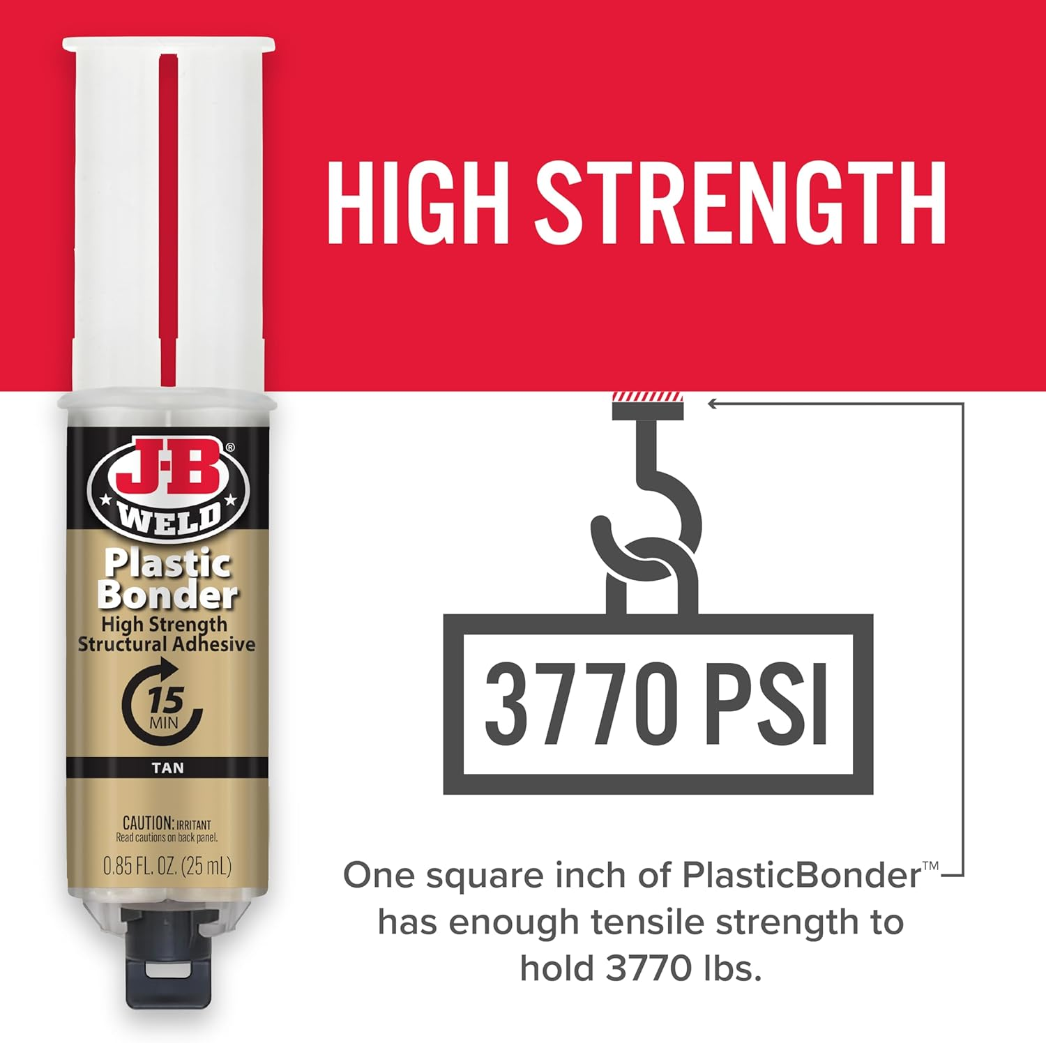 JB Weld Plastic Bonder High Strength Structural Adhesive Syringe, Tan, 25 Ml image number 3