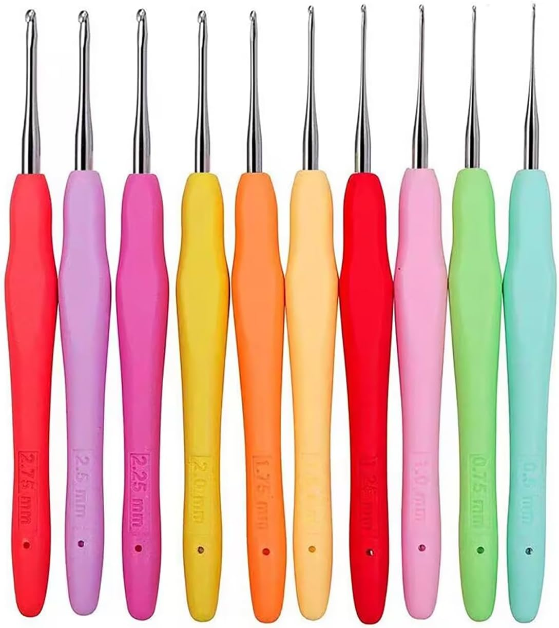 ZXUY Crochet Hooks Set 2.0-6.0Mm Ergonomic Soft Touch Handles Crochet Hook Set for Crocheting Lace, Doilies,Socks,Shawl,Gloves,Scarf,Sweaters and Bags (Blue 9Pcs)
