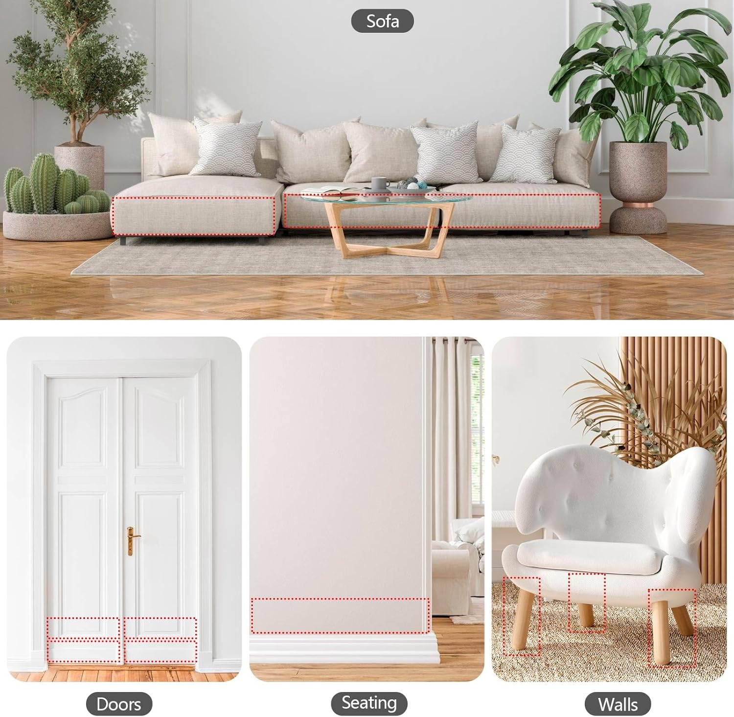 Scratch Protection Cat Tape, Set of 18 Cat Scratch Protection Sofa, Transparent (20 Cm X 43 Cm), Scratch Film, Cat Self-Adhesive Scratch Protection Wall, Scratch Protection Film for Furniture, Couch, image number 4