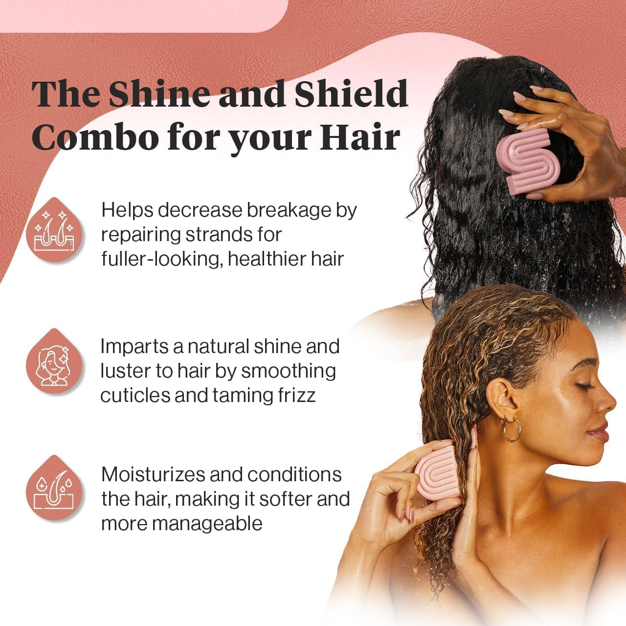 Kitsch Castor Oil Shampoo and Conditioner Set - Organic Castor Oil Hair Care for Dull & Dry Hair - Nourishing Bar Soap for Hair Growth - Free of Sulfate, Silicone, & Paraben - Made in USA - 2Pcs image number 4