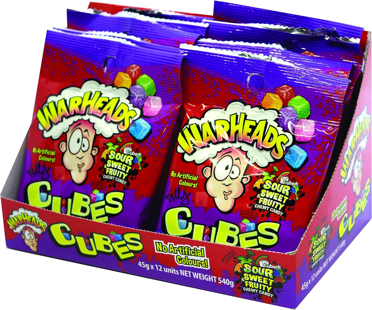 Warheads Sour Chewy Cubes 45 G (Pack of 12) image number 1