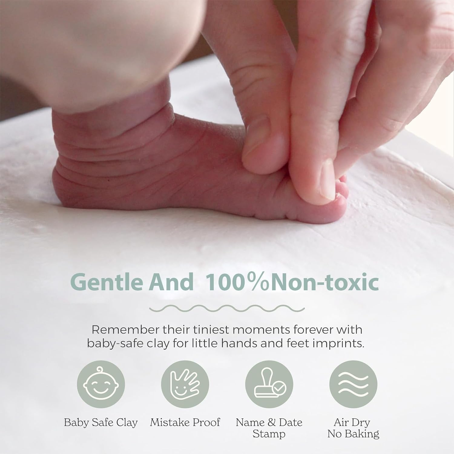 Baby Hand and Footprint Kit, Keepsake Frame for Newborn Boys & Girls Baby Shower Gifts for Mom with Clay Pin Tape Hook Frame