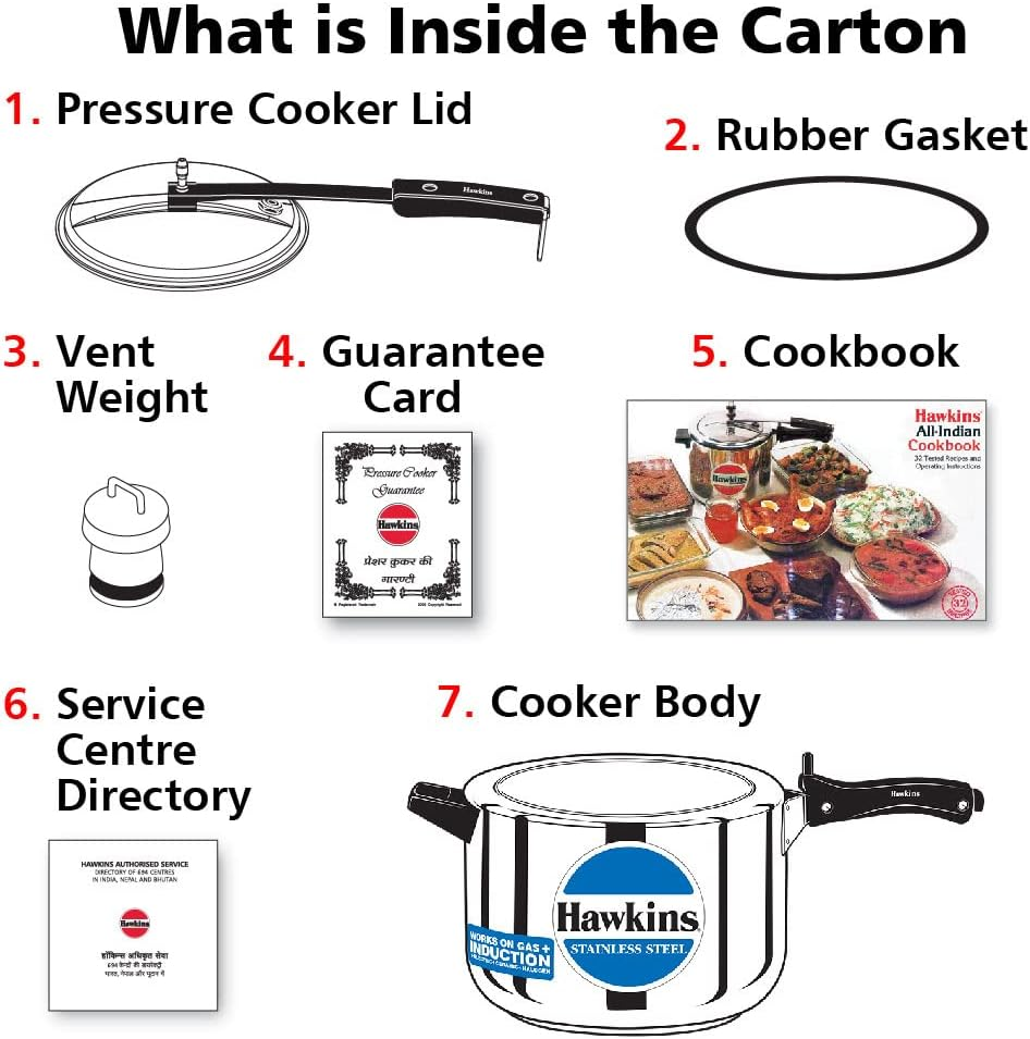 Hawkins Stainless Steel Induction Compatible Pressure Cooker, 8 Litre Capacity, Silver image number 1