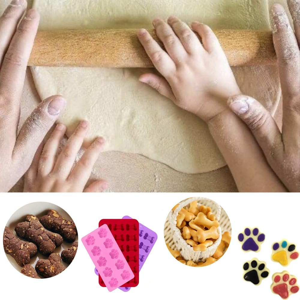 Cuicanfla 3 Pcs Silicone Ice Molds Trays with Puppy Dog Paw and Bone Shape, Non-Stick Silicone Candy Molds, Reusable Bakeware Maker for Baking Chocolate Candy, Oven Microwave Freezer Dishwasher Safe image number 2