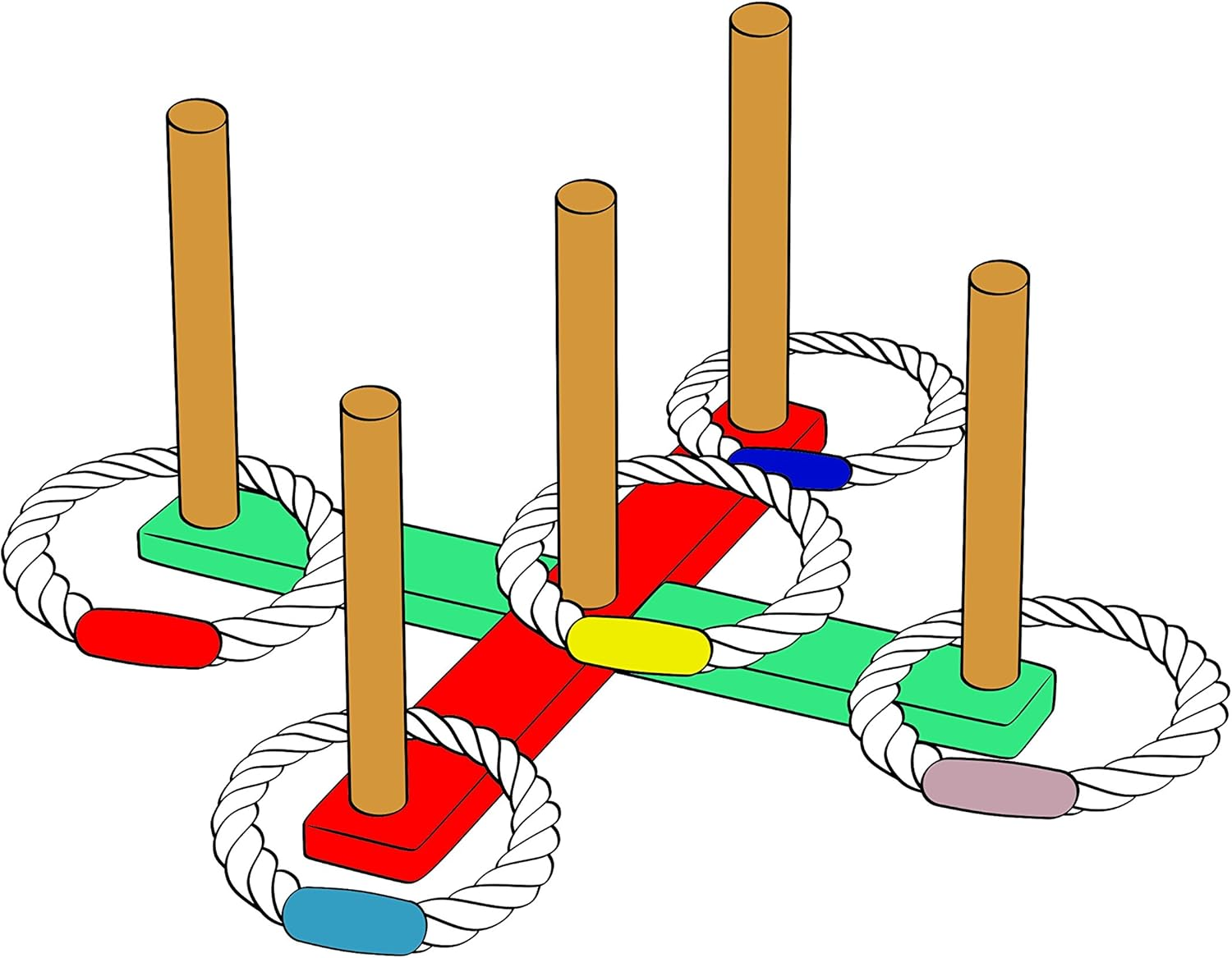 MABUA Ring Toss Game for Outdoor 25 Ropes, 5 Pegs,1 Carry Bag Yard, Outdoor Games for Adults &ndash; Ring Toss Rings, Backyard, Horse, Fun, Lawn, Outside, Indoor, Ring Toss Games (10 Quoits Ropes) image number 2