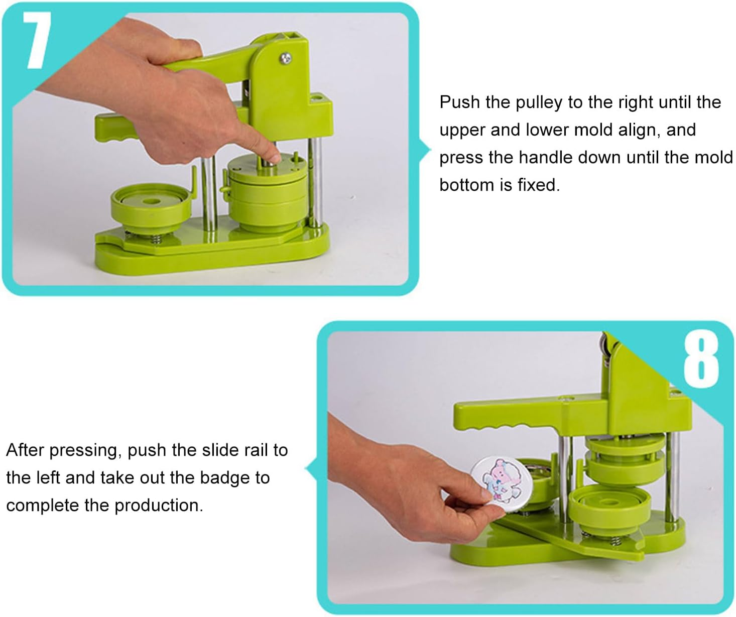 Button Maker Machine, 100Pcs Button Pin Maker DIY round Pin Maker Kit with 400 Button Parts, Button Press Machine Badge Press Machine for Family Present (58Mm) image number 2