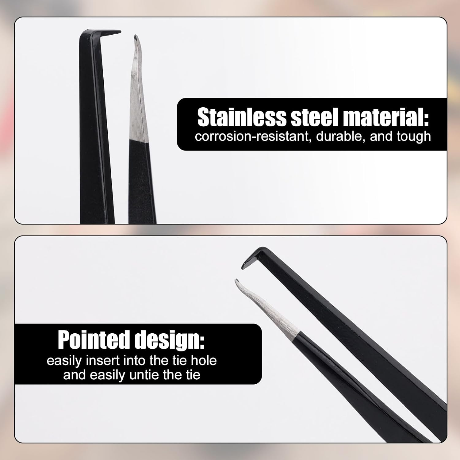 BOXOB Cable Tie Opener Tool, Black Stainless Steel Zip Tie Cutters Reusable Zip Ties Remover Tool for Nylon or Plastic Zipper Tape image number 2