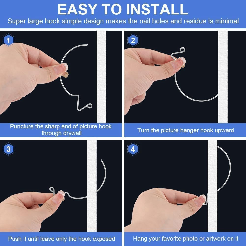 RESFNSE 30 Pcs Stainless Steel Monkey Hooks Picture Hangers Wall Hangers without Nails Wall Hooks image number 6