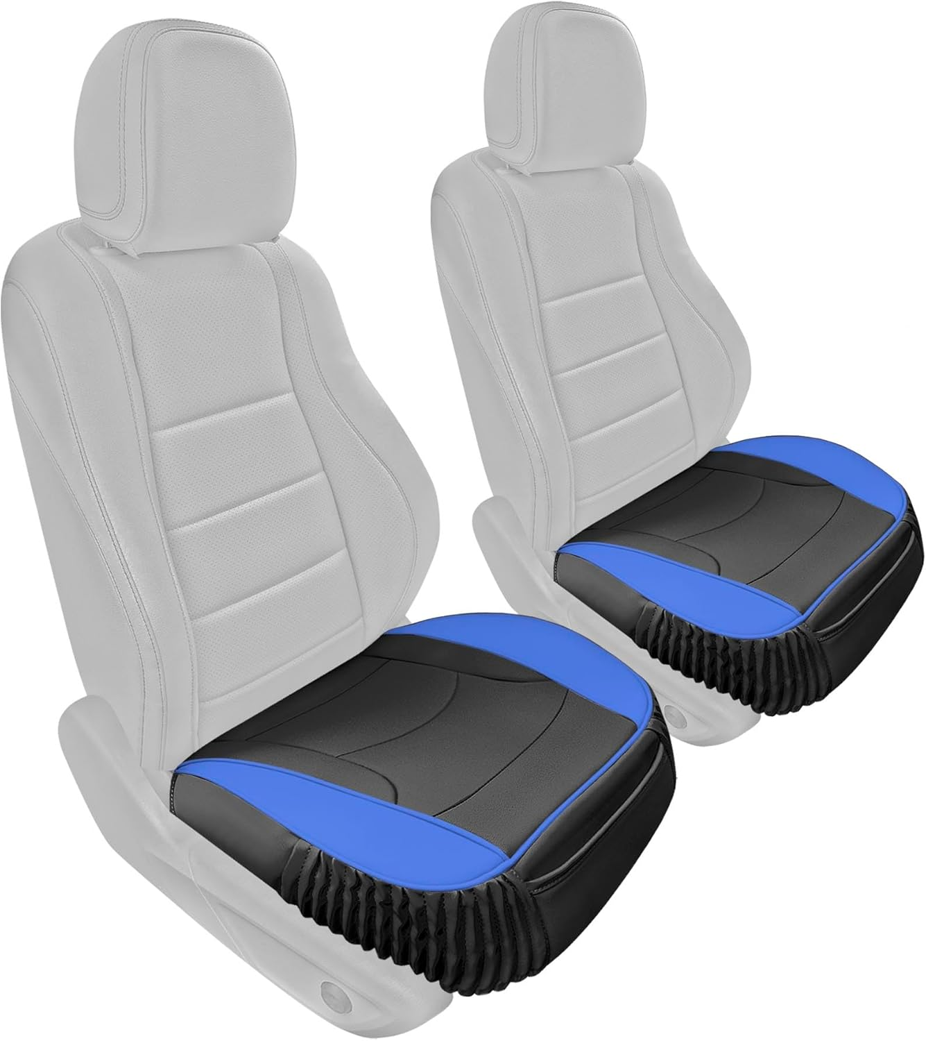 FH Group Car Seat Cover Cushion - 2 Pack Seat Covers for Cars Trucks SUV, Faux Leather Car Seat Cushions, Waterproof Car Seat Cover Cushion, Universal Fit Car Seat Protector Front Set White