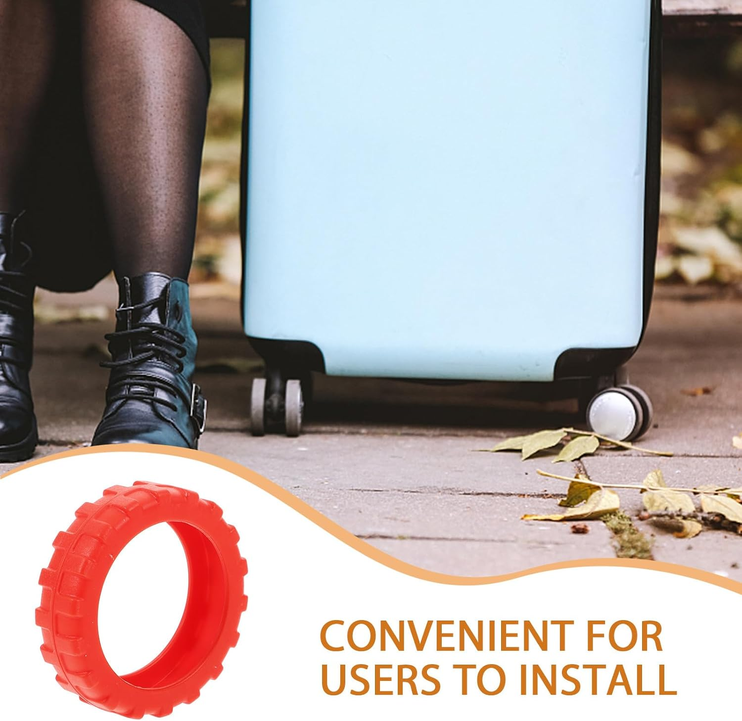 SOESFOUFU Travel Gear Luggage Wheel Covers 8Pcs Silicone Shock Absorbing Noise Reduction Protectors for Suitcase Wheels Easy Installation image number 6