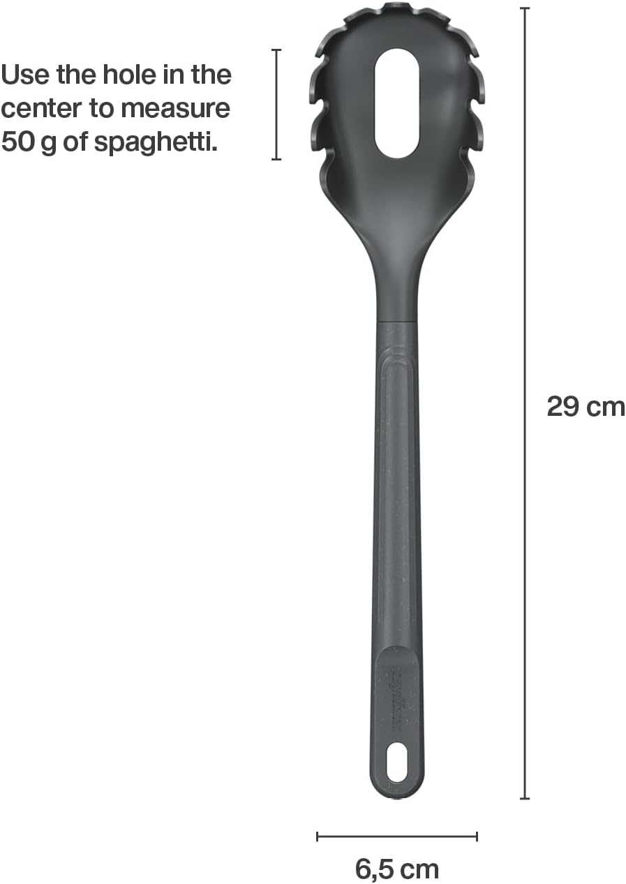 Zyliss Spaghetti Spoon - Wheat Straw Handle with Heat Resistant Nylon Head | Pasta Draining | Non-Stick | Kitchen Utensil for Effortless Pasta Preparation | 12.2 Inches X 2.5 Inches | Beluga Grey image number 4