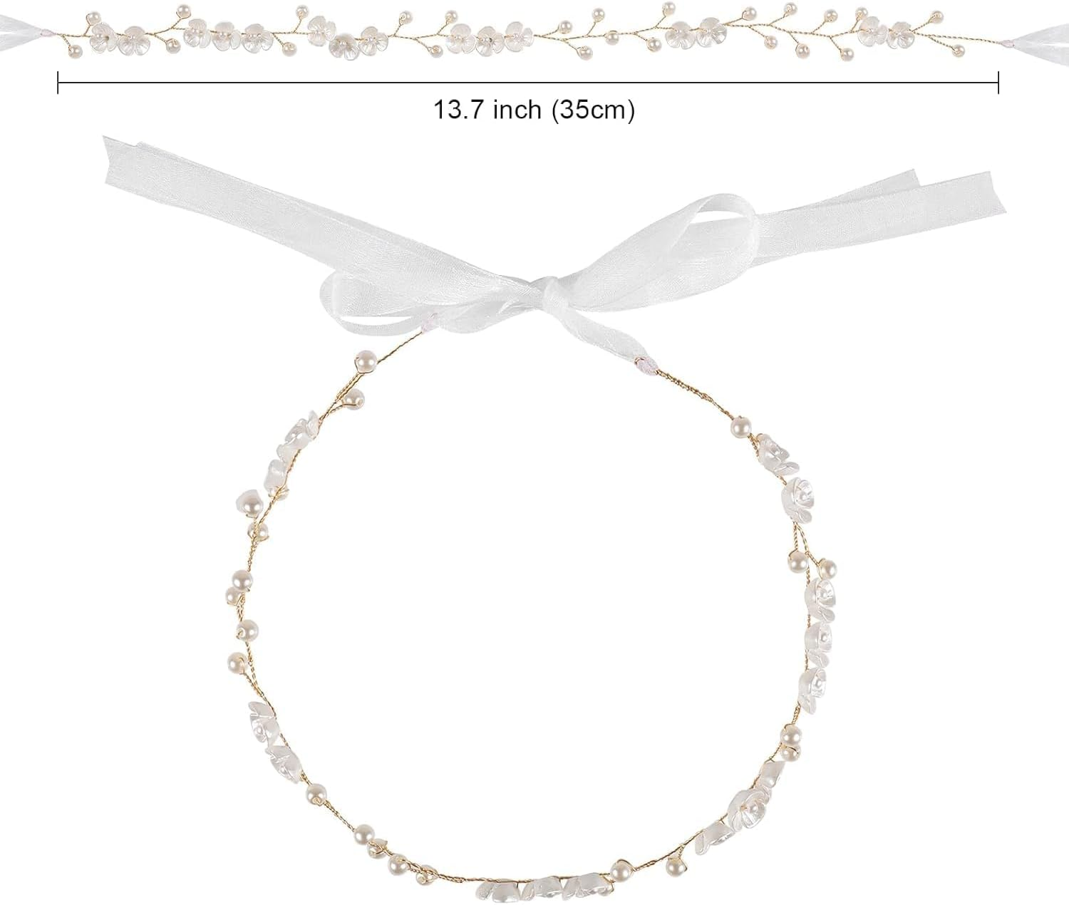 PUTINEI Women'S Flower Wreath Hair Accessories Flower Headband Boho Flowers Headband for Wedding Ceremony Party Festival Forest Fairy Costume (Gold, 1) image number 4