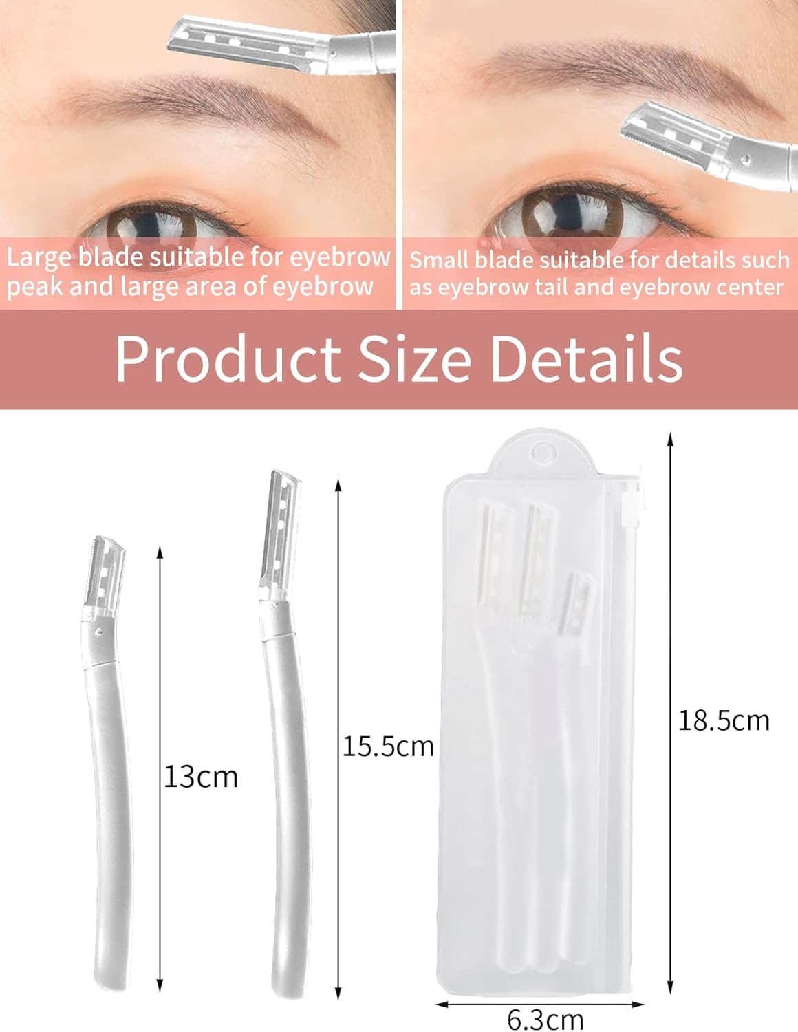 6 Pieces Dermaplane Razor for Women Face, Eyebrow Razors Professional Tool for Peach Fuzz, Exfoliating Tool Shaver with Precision Cover, Facial and Eyebrow Hair Removal, Gentle Skin Exfoliation Blade image number 3