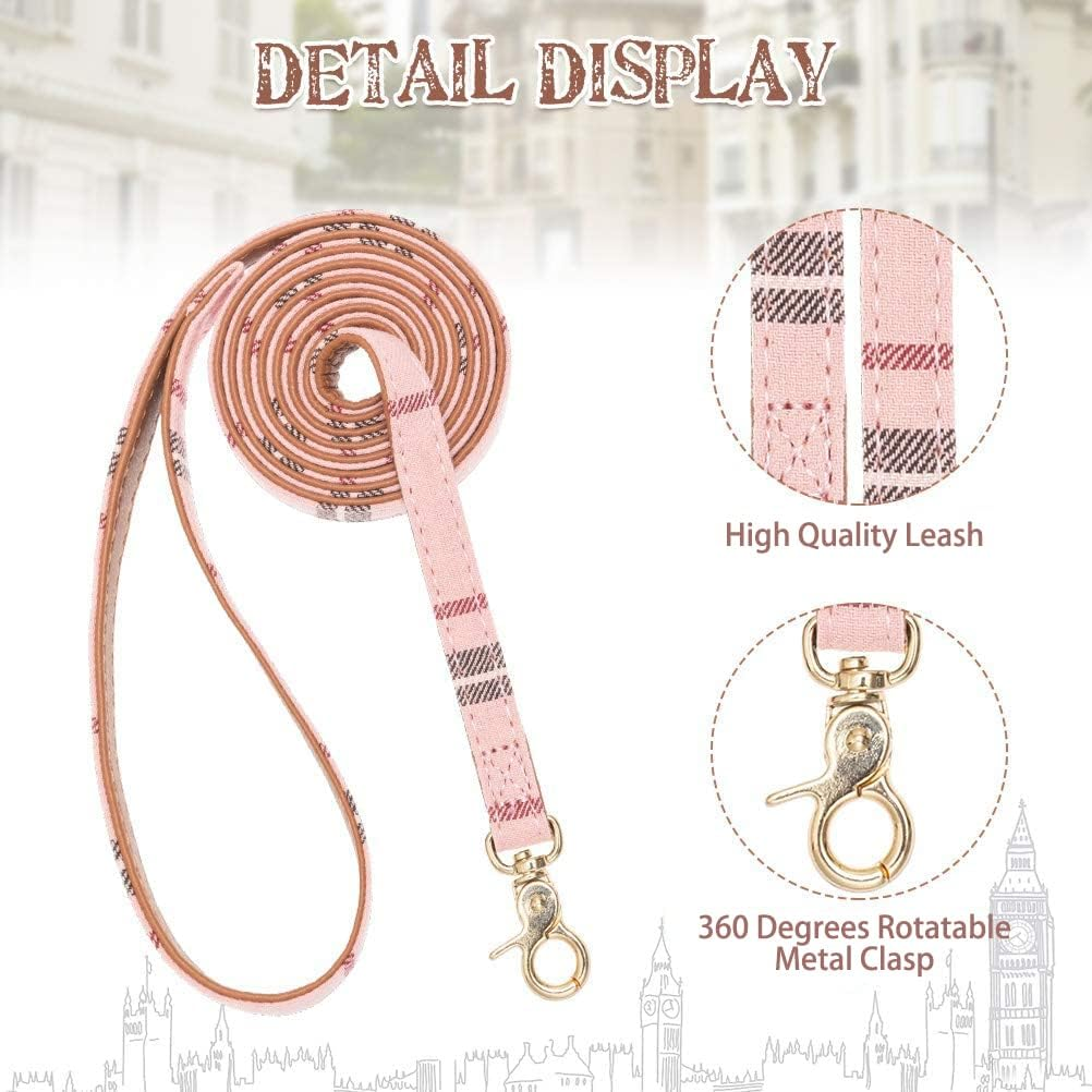 EXPAWLORER Dog Collar and Leash Set - Classic Plaid Dog Bow Tie and Dog Bandana Collar with Bell, Dog Leash Tangle Free, Adjustable Collars for Small Medium Large Dogs Cats, Holiday Ideal Gift image number 2