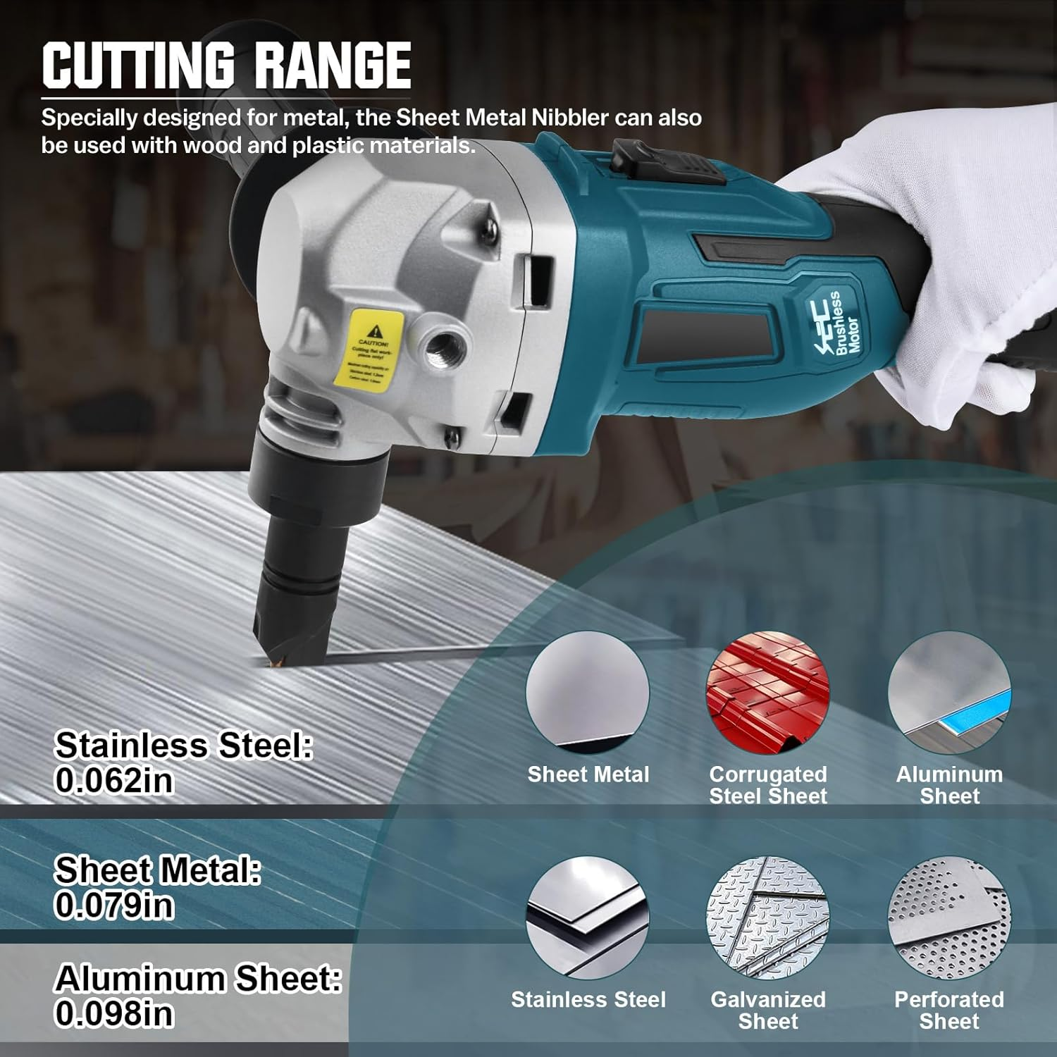 Cordless Metal Nibbler for Makita 18V Battery, 800W Sheet Steel Cutter with 2200RPM Brushless Motor, 360 Degree Rotating Blades for Cutting Stainless Steel, Aluminium, Plastic (Battery Not Included) image number 3