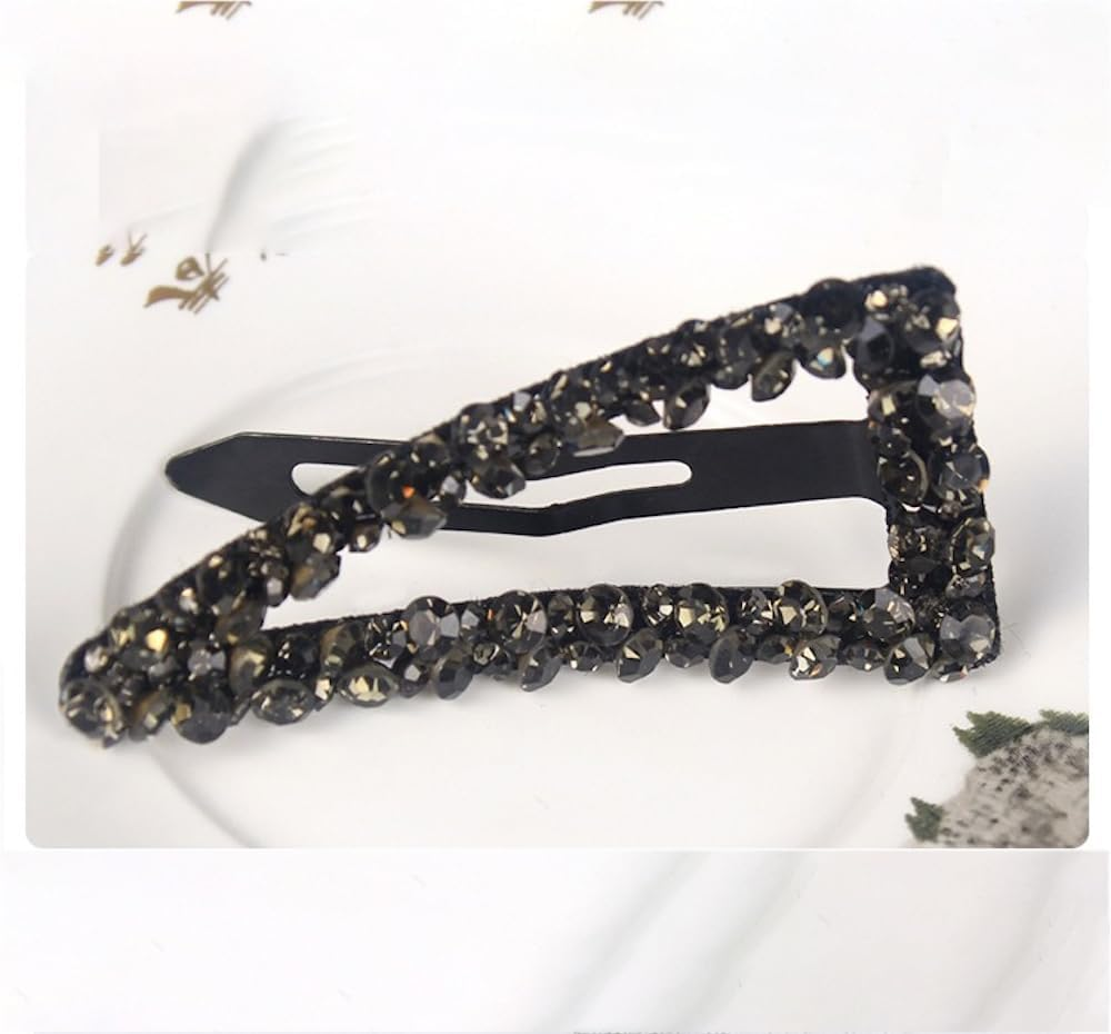 Blausky Pack of 2 3.5 X 7 Cm Triangle Rhinestone Hair Clips, Colourful Rhinestones Hair Clips, Bridal Crystal Hair Clips, Glitter Metal Hair Clips, Hair Accessories for Wedding, Banquet, Colourful B image number 1