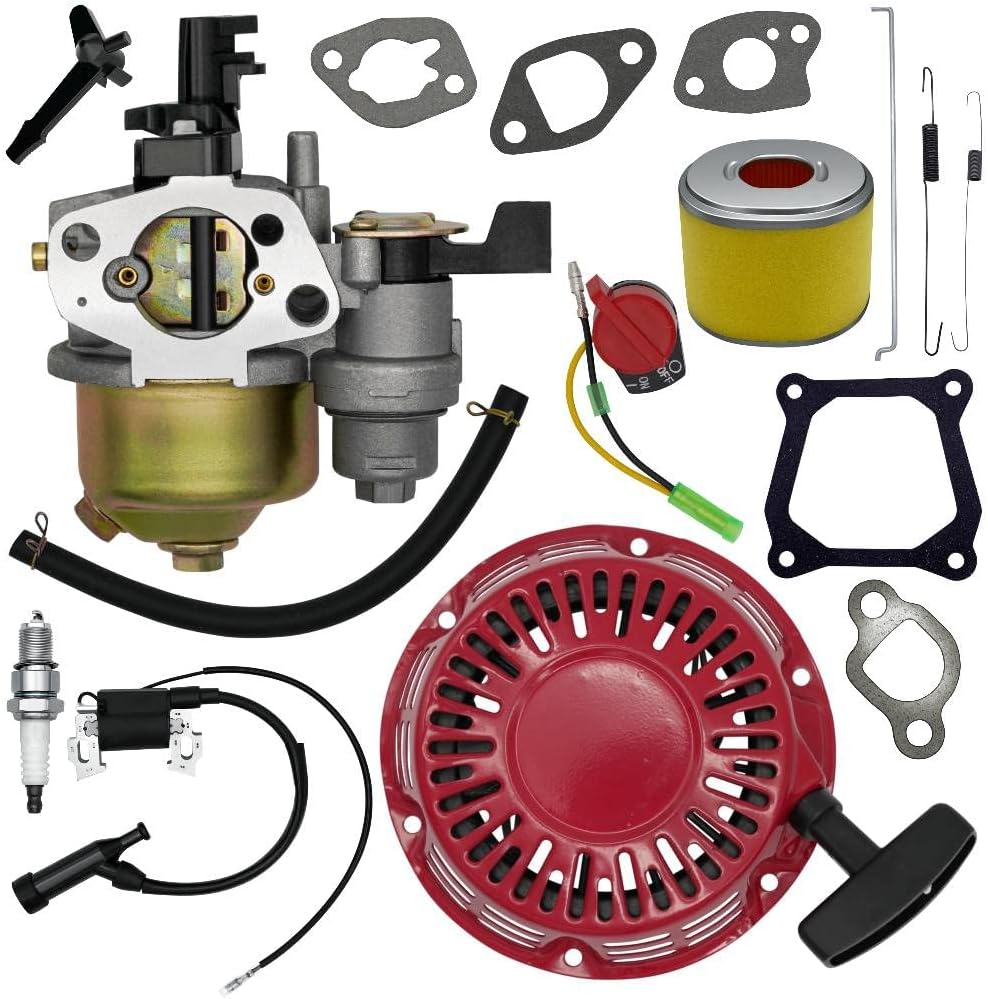 Strongthium GX160 GX120 Tune up Parts Carb Kit for Honda GX 120 200 4.0 5.5 6.5 Hp 196 212 Cc W/Carburetor + Pull Start + Coil + Air Filter + Spark Plug + Throttle Springs + Gaskets image number 4