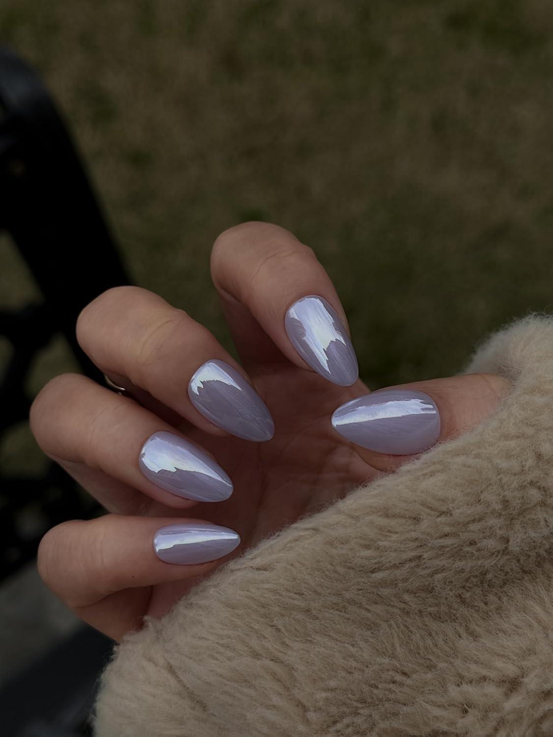 Bianco Sue Press-On Nails | Iridescent Lilac Almond False Nails, Reusable Stick-On Fake Nails with Adhesive Tabs and Glue | Salon-Grade Quality | Transparent Storage Box | 15 Sizes - 30 Nail Kit image number 6