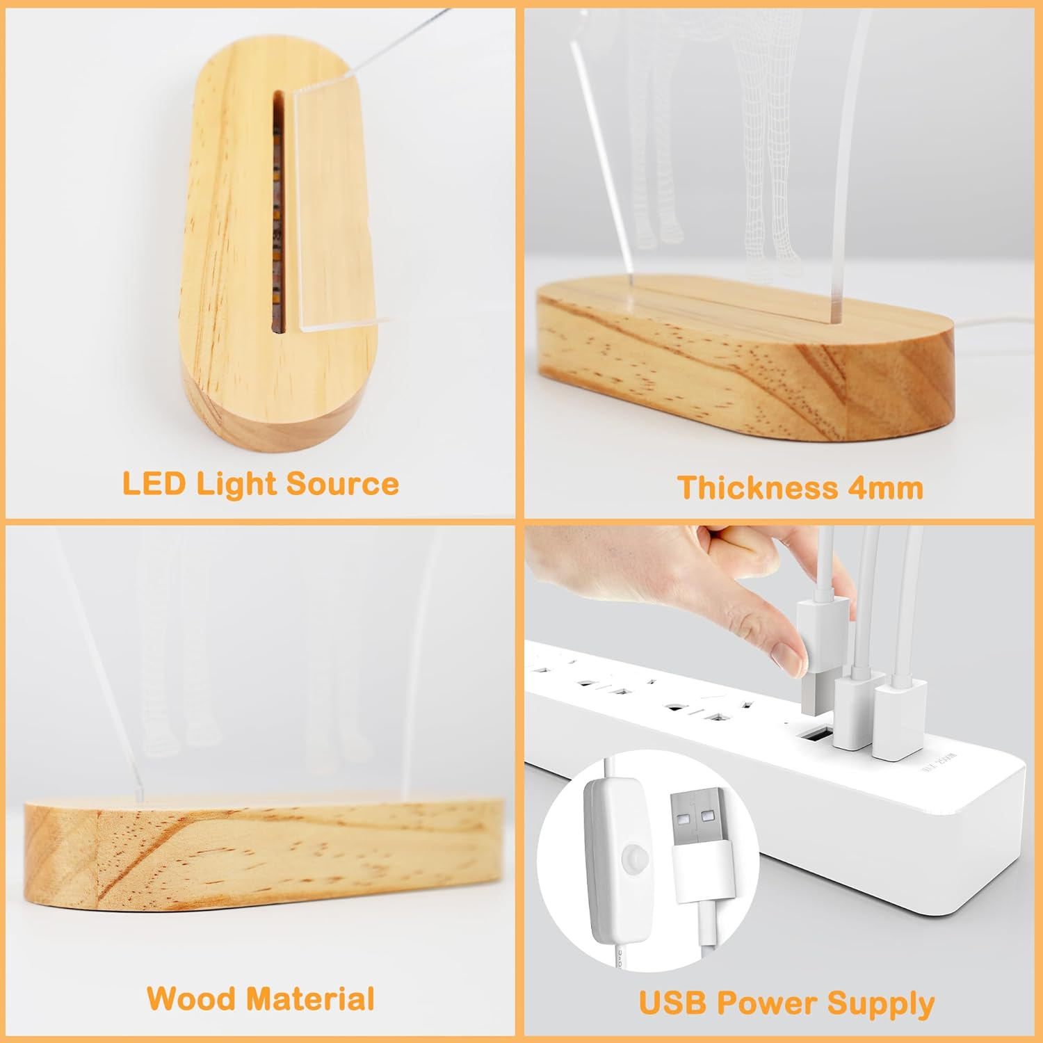 Lightzz Yoga Lamp LED 3D Art Night Light for Girls Women Meditation Lovers Birthday Gifts,Usb Power Warm Color Wood Base Table Lamps image number 6