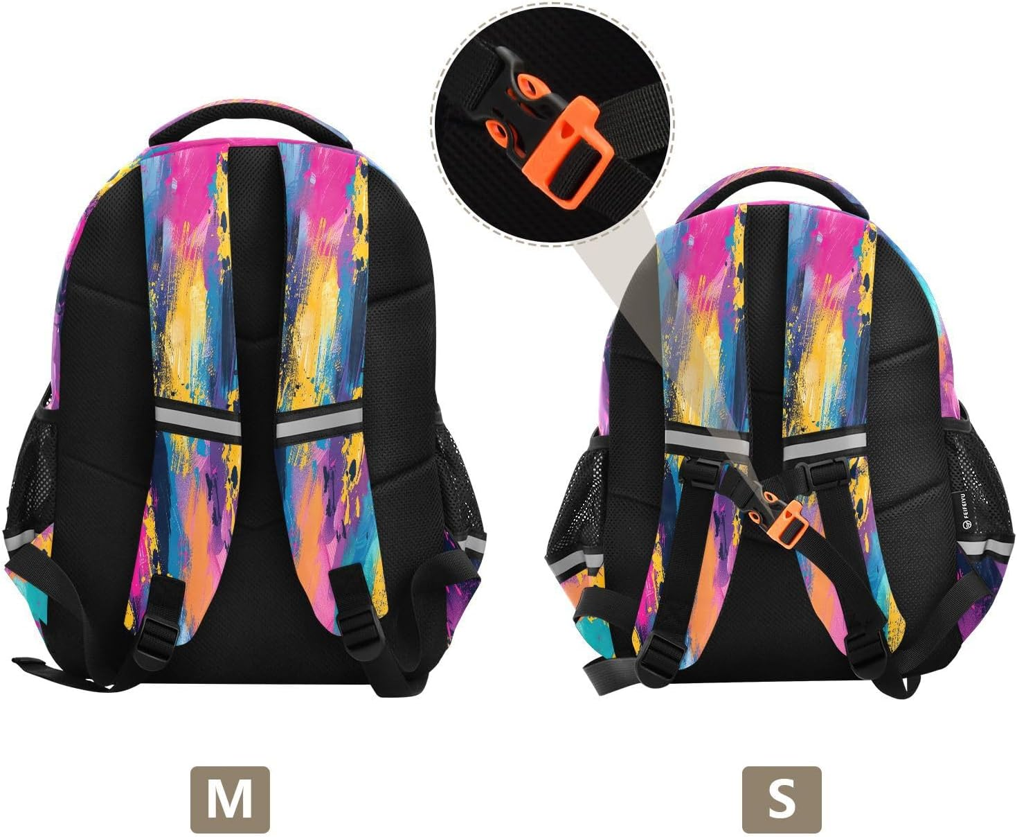 RPLIFE 15 Inch Backpack for School Boys Girls, Boys Elementary Backpack, Colorful Graffiti image number 4