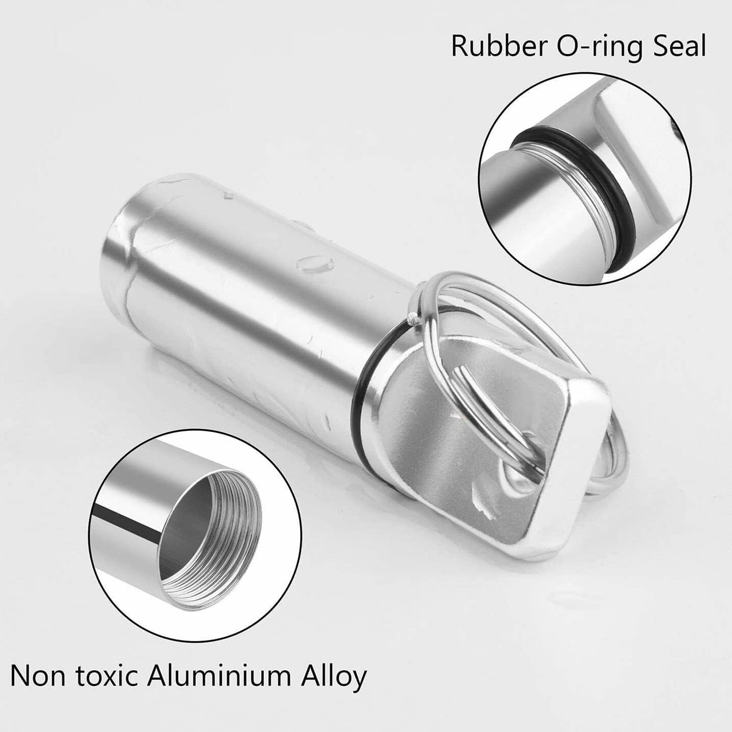 Aluminum Pill Organizer, Mini Pll Box, Bottle Keyring Stash Waterproof Medicine Oragniser (Black) image number 3