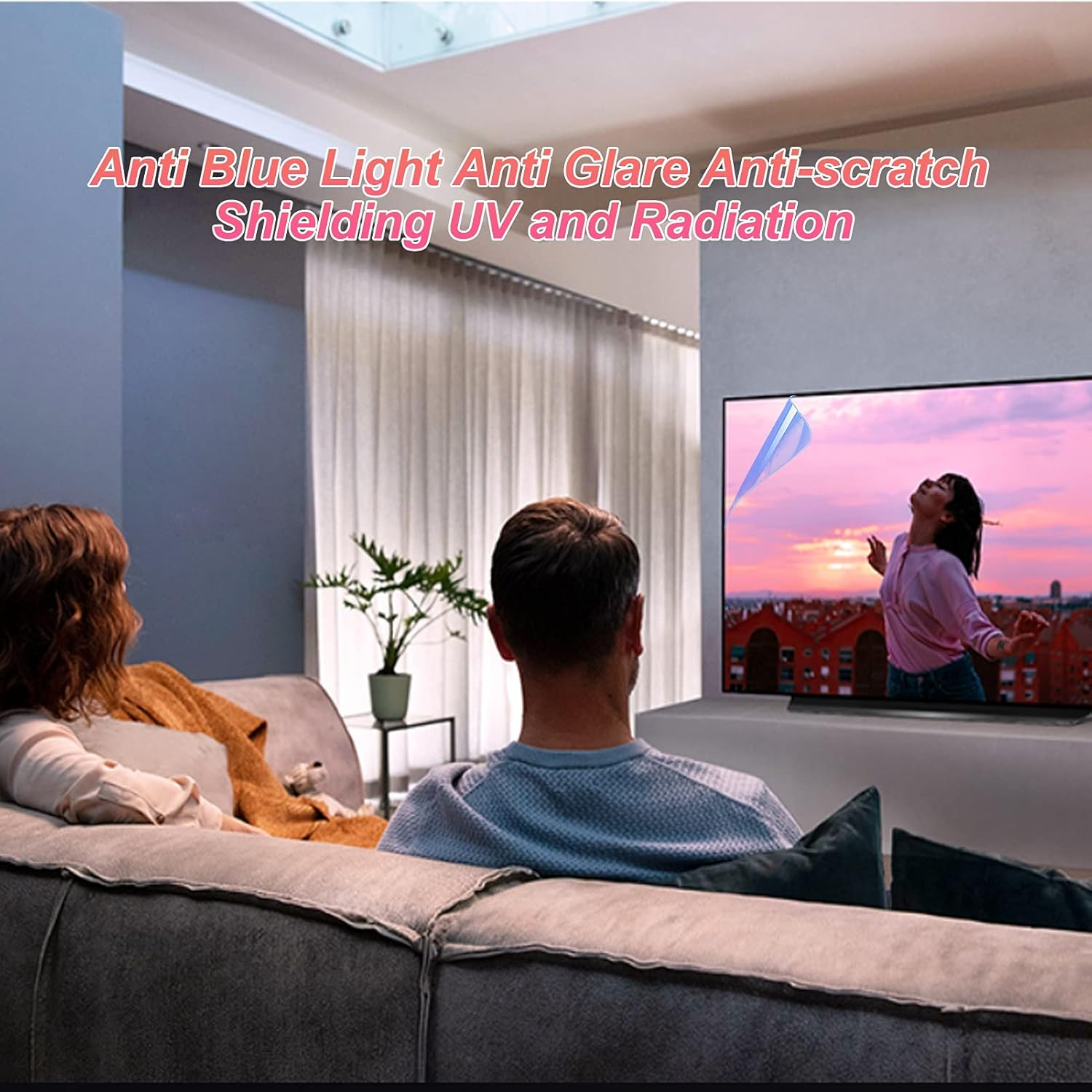 BU TV Screen Protectors anti Blue Light TV Screen Protector for 50-75 Inch - Indoor & Outdoor Matte Anti-Glare, Anti-Uv Protector Film for LCD, LED, 4K OLED & QLED HDTV,50" 1095 * 616