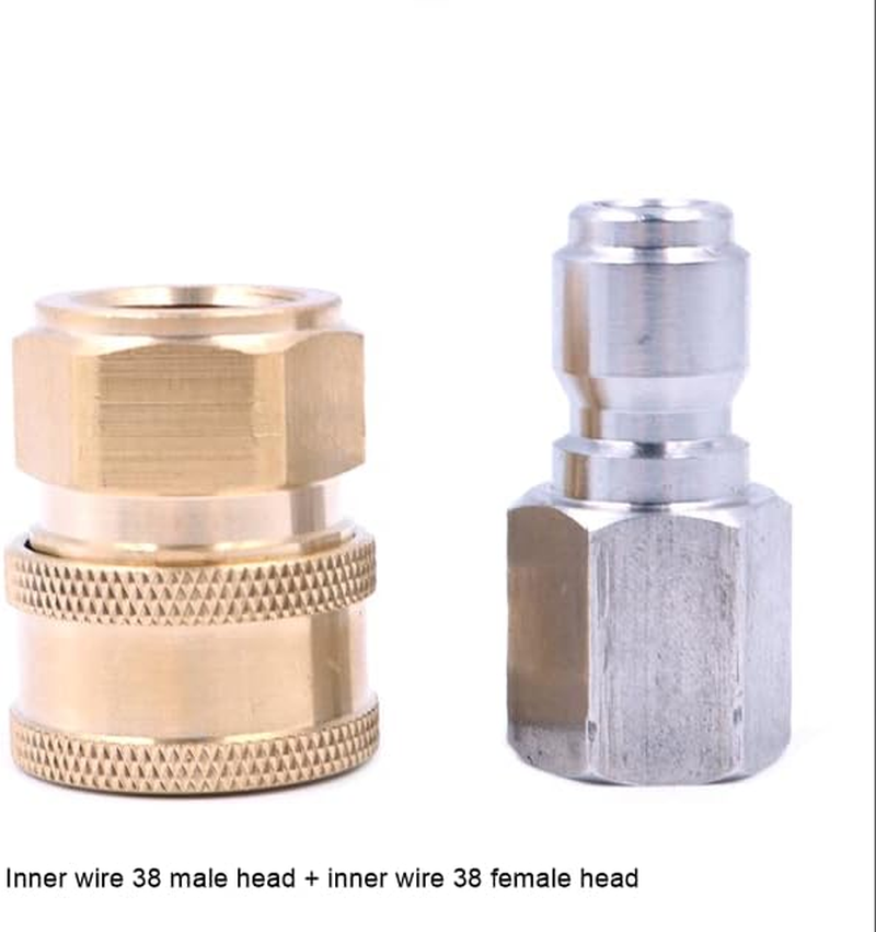 2 Pieces ZONADA Brass Pressure Washer Fitting, Metric M22 Femal and 3/8" Male Quick Connector Covert to M22 Female Pressure Washer Gun Adapter Accessories Parts image number 1