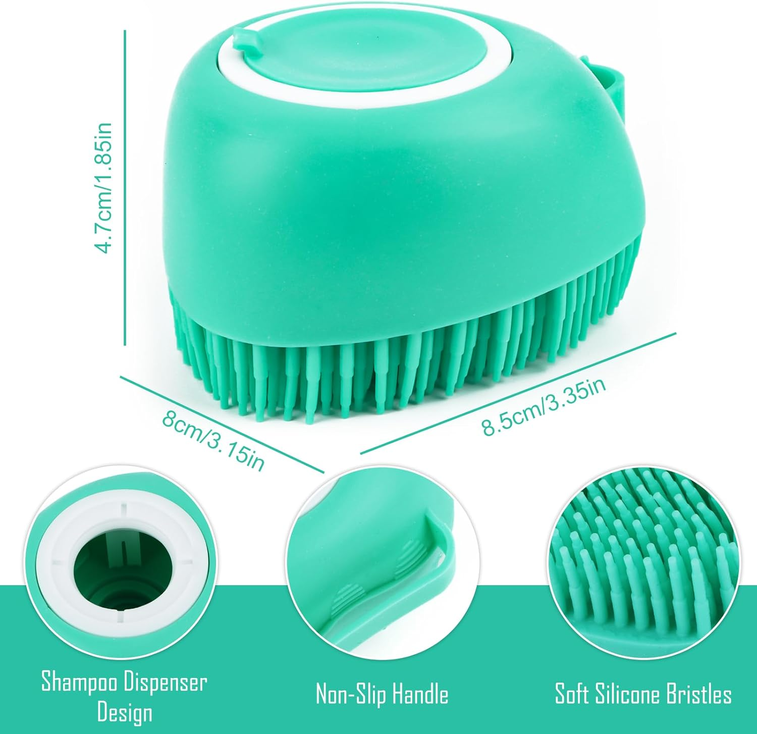Dog Bath Brush, Dog Washing Brush Made of Soft, Massage Brush for Dog Shower, Dog Soap with Soap Dispenser Shower Brush Silicone Bath Brush Dog Soft Dog Brushes for Dogs and Cats image number 5