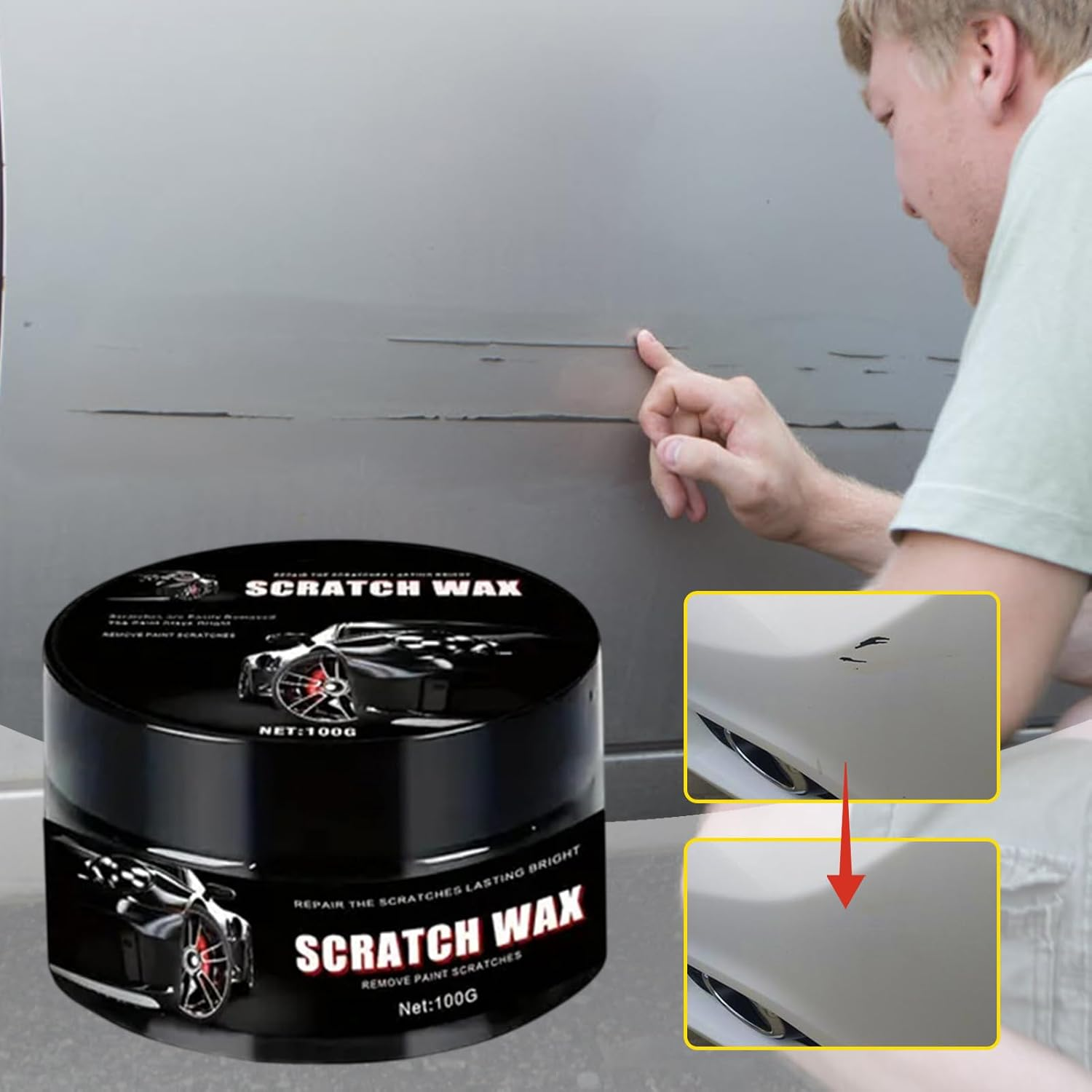 Car Paint Scratch Repair - Scratch Remover for Vehicles | 100G Quick Detailer Cleaner Restorer Protectant with Sponge for Clear Coat Single Stage Paint Matte Finish Chrome Trim Glass image number 2