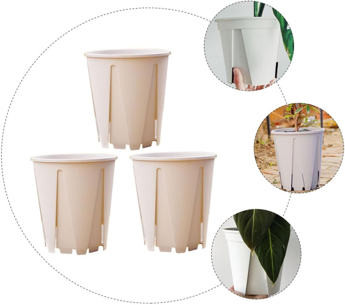 CIMAXIC 3Pcs Plastic Resin Plant Pots Indoor Outdoor Seedling Pots Root Control Elevated Base for Gardening image number 4