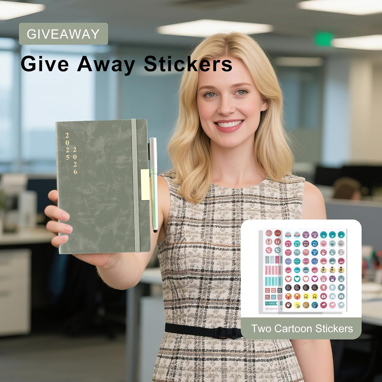 2025-2026 Diary A5 Page a Day,Diary 2025-2026 from Aug to Aug,13Months Planner 2025-2026,Hardcover Daily Planner with Colorful Monthly Tabs,Pen,Pen Loop, Inner Pocket, Bookmarks (Green)