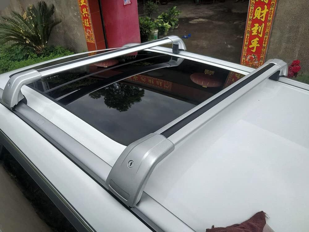 Cross Bars Lockable Fits for BYD Seal U Sealion 6 2024 2025 with Flush Side Rails Roof Rack Cargo Luggage Carrier, Silver - Black image number 2