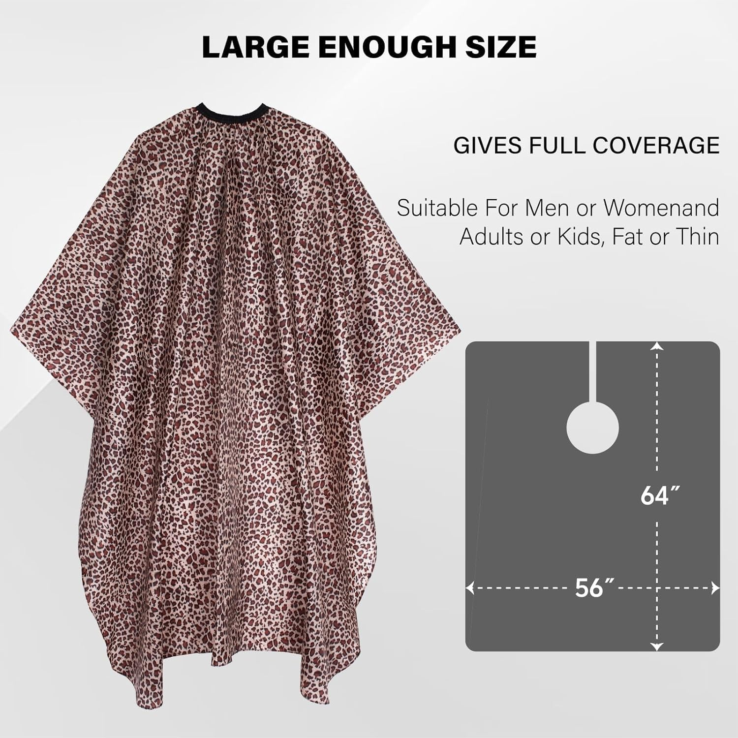 Waterproof Barber Cape for Women Professional Hair Cutting Cape 64" X 56" Leopard Hair Cape for Haircut Cape with Adjustable Neckline Salon Cape for Hair Cutting Tools for Hair Stylist and Home Use image number 3