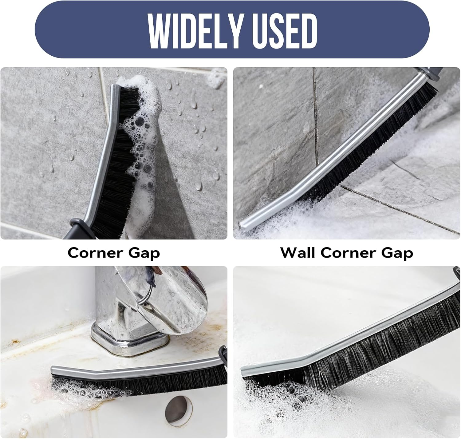 Deep Crevice Cleaning Grout Brushes, 4 Pcs Hard Bristle Cleaning Brush with Non-Slip Handle, Household Supplies for Bathroom Kitchen Toilet Window Vehicle (Black) image number 2