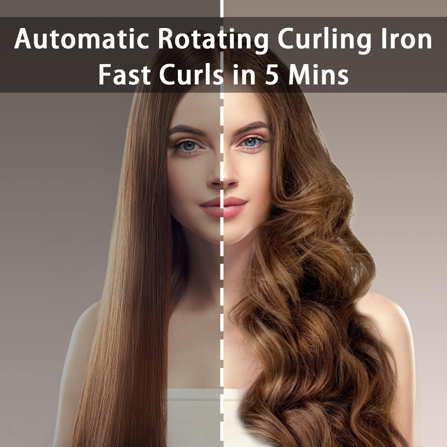 ZEOEZHBI Automatic Curling Iron Auto Hair Curler Rotating Iron Spinning with 4 Temps & 1" Large Barrel Auto Shut-Off for Styling, Champagne Gold image number 4