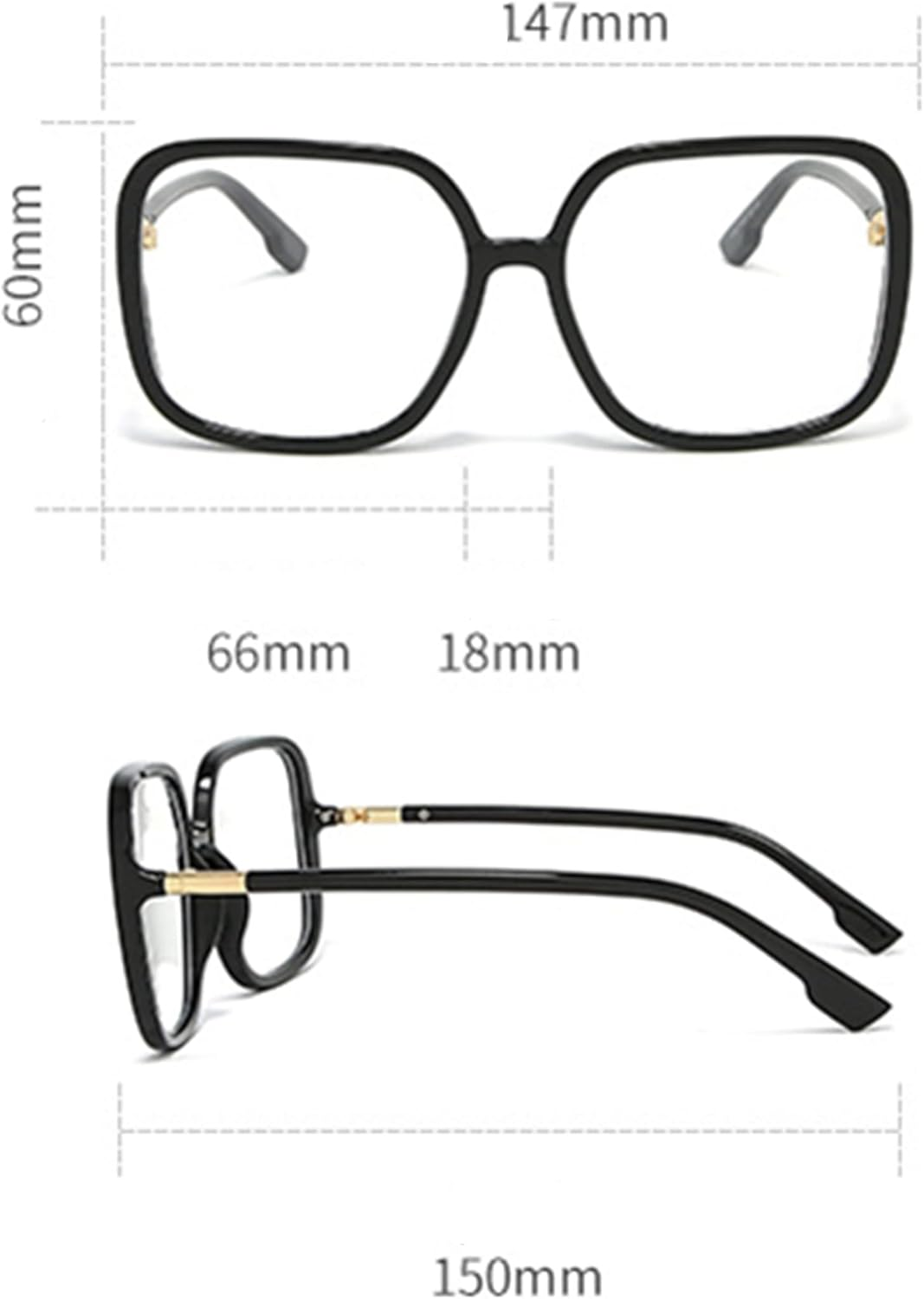 Bullabulling Retro Square Reading Glasses for Women Blue Light Blocking Oversized Eyeglass Frames Large Lens - 1.0 X, Black image number 5