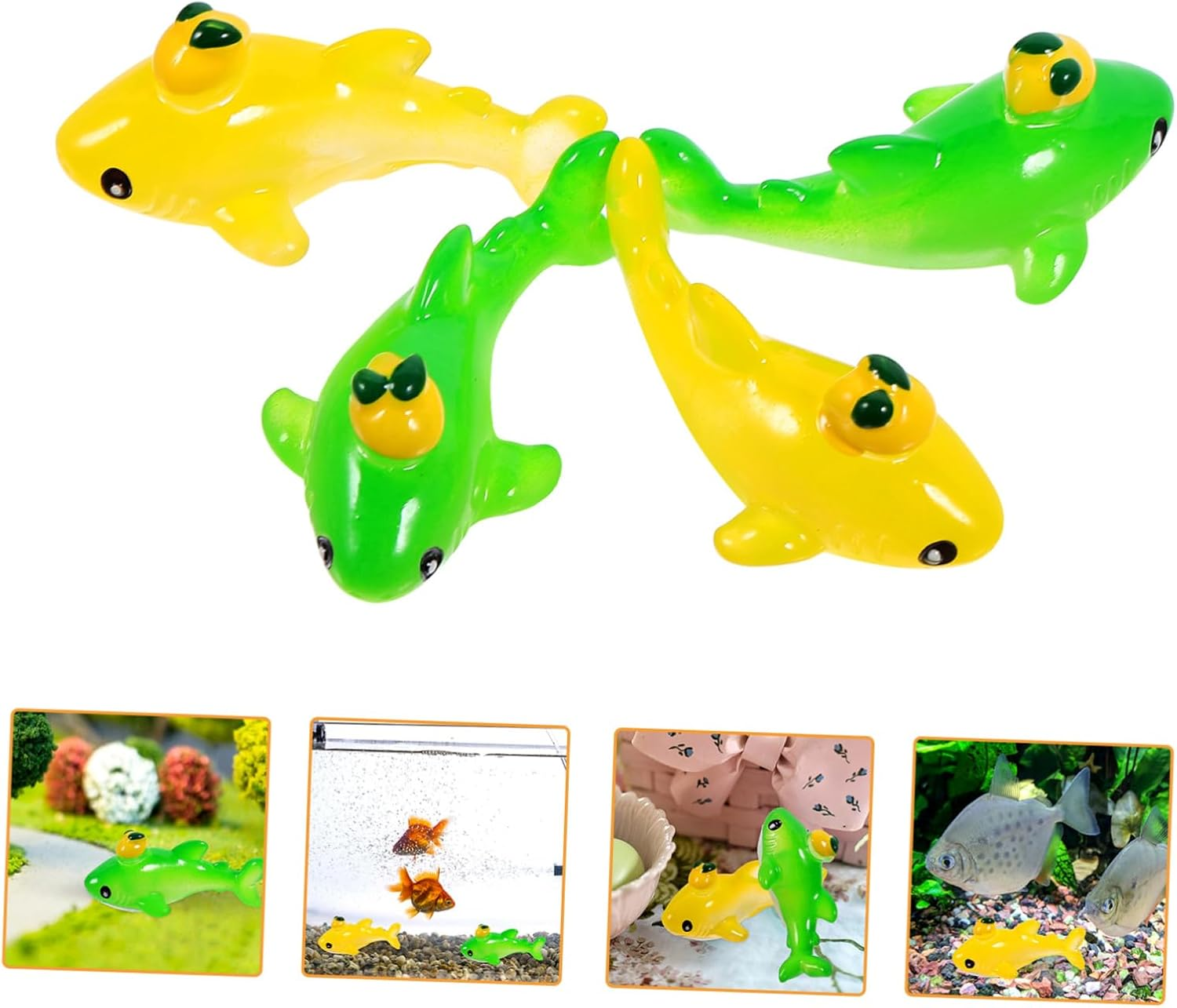 HANABASS 4Pcs Miniature Whale Figurines Cute Animal Statues for Fish Tank and Decor Vivid Craft for Aquatic Landscape and Home Decoration image number 4