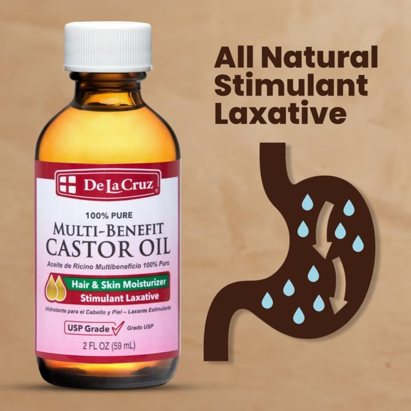 De La Cruz Pure Castor Oil, Aceite De Ricino, 3-Pack of 2 Fo Bottles image number 2