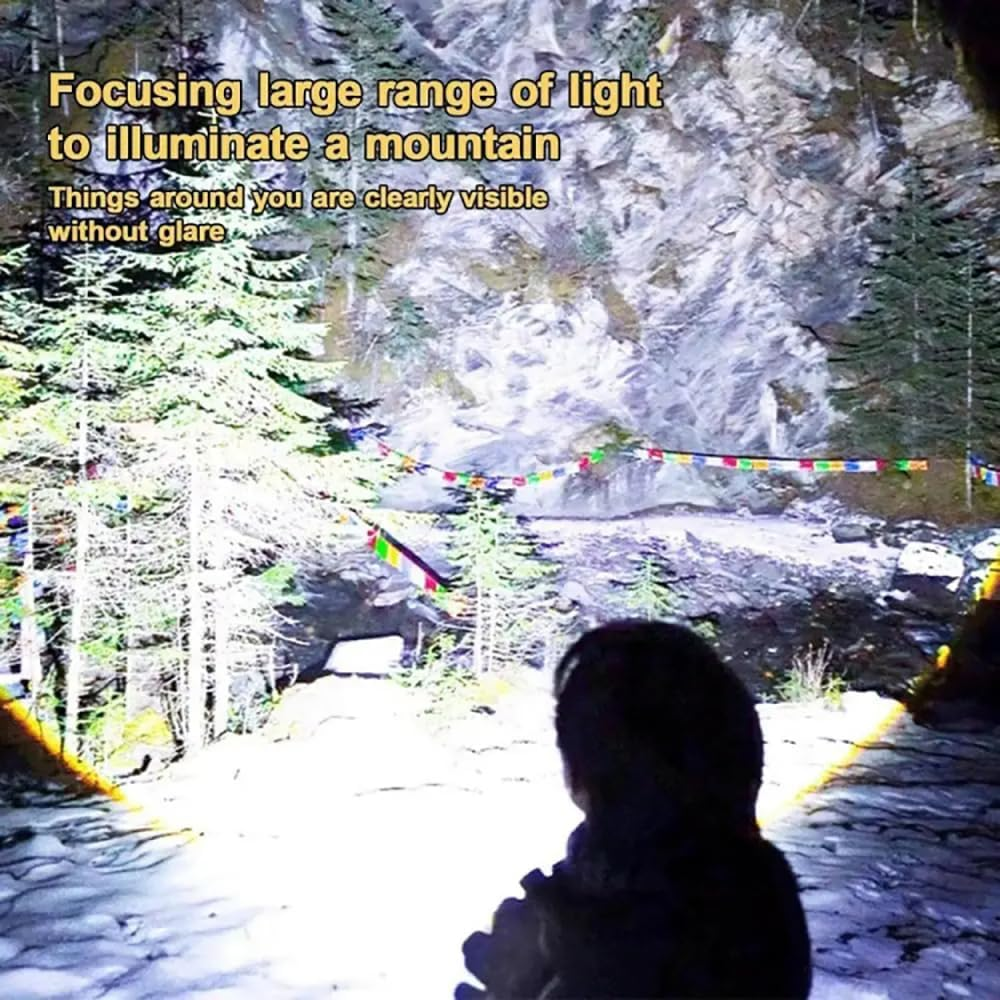 LED Tactical Torch, Rechargeable Flashlight, Laser Bright Flashlight, Adjustable Focus, Water Resistant, with 5 Lighting Modes Mini Breathing Torch for Camping, Hiking, Dog Walking, Emergency Use image number 4